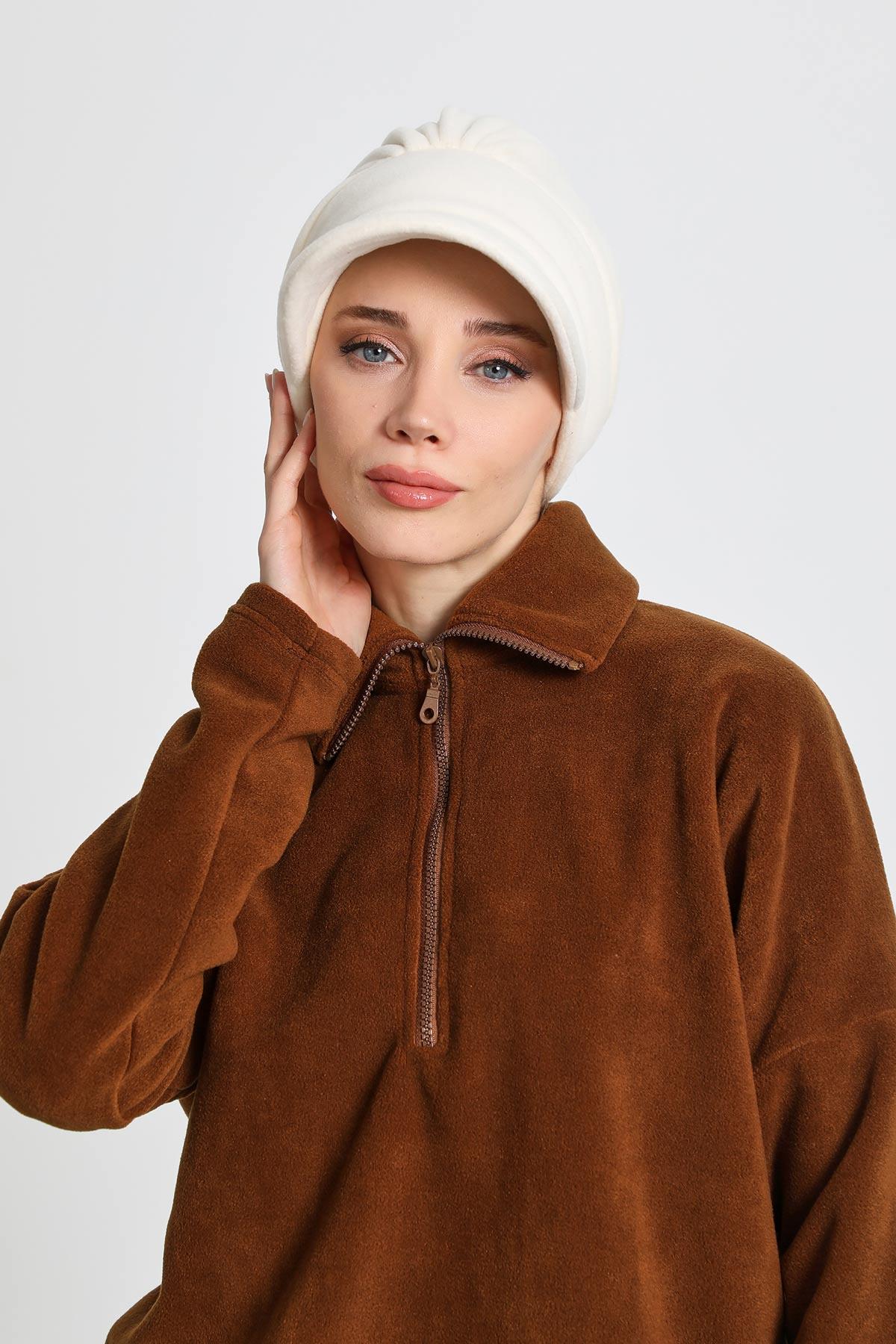 Siperlikli Polar Şapka Bone,B-73PL