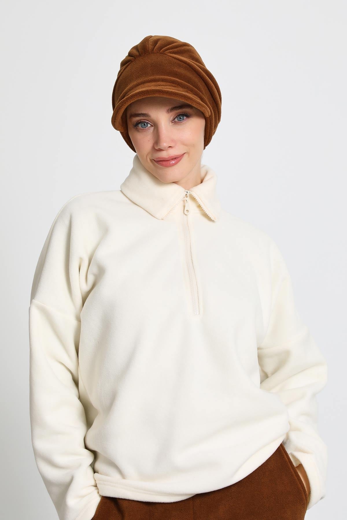 Siperlikli Polar Şapka Bone,B-73PL