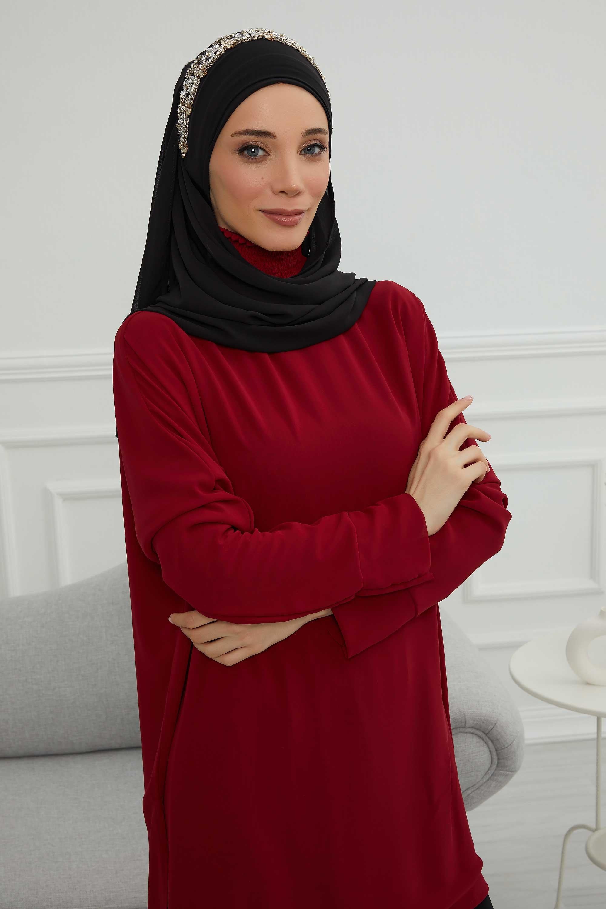 Taş Aksesuarlı Tasarım Şifon Şal,CPS-100,CPS-100