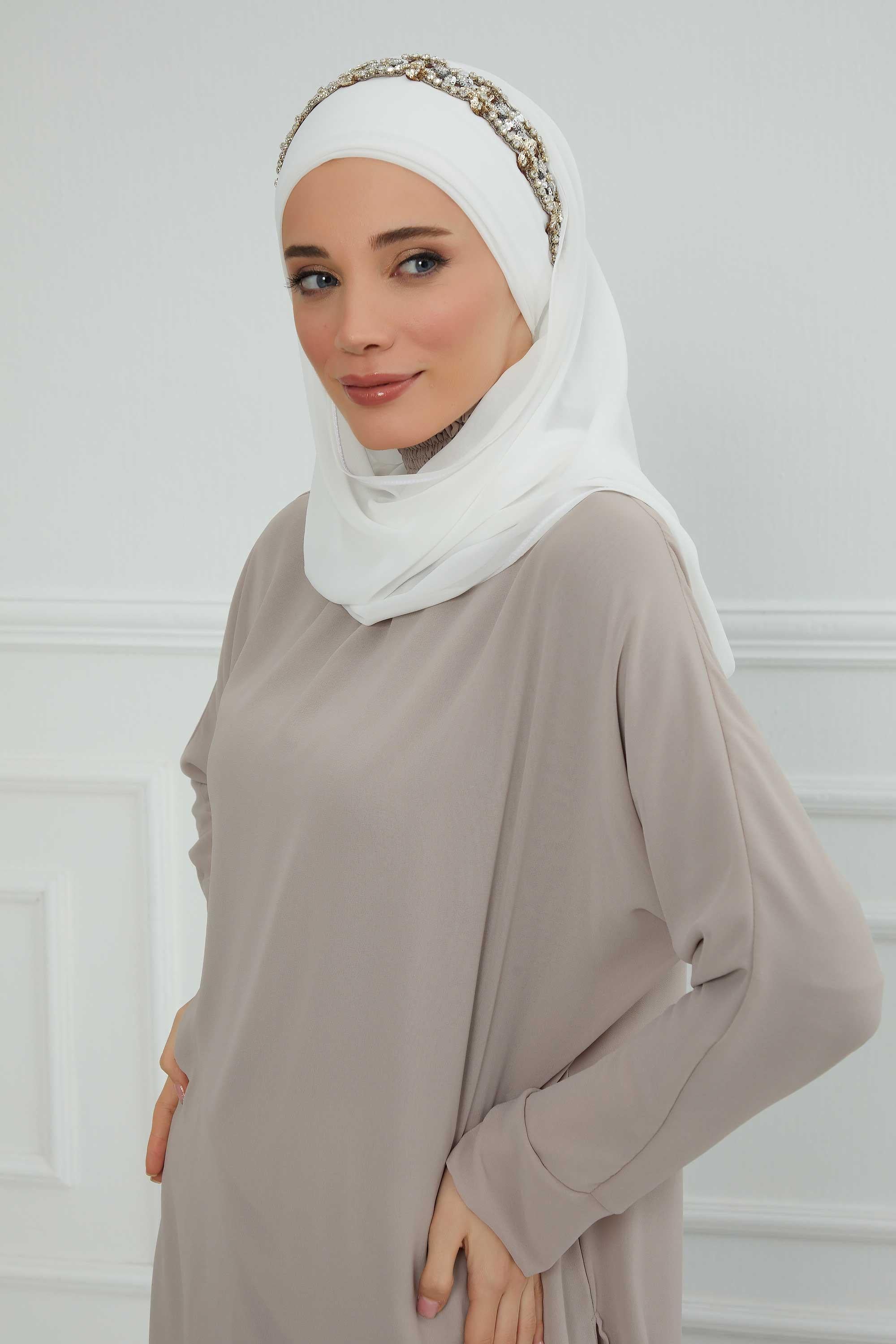 Taş Aksesuarlı Tasarım Şifon Şal,CPS-100,CPS-100