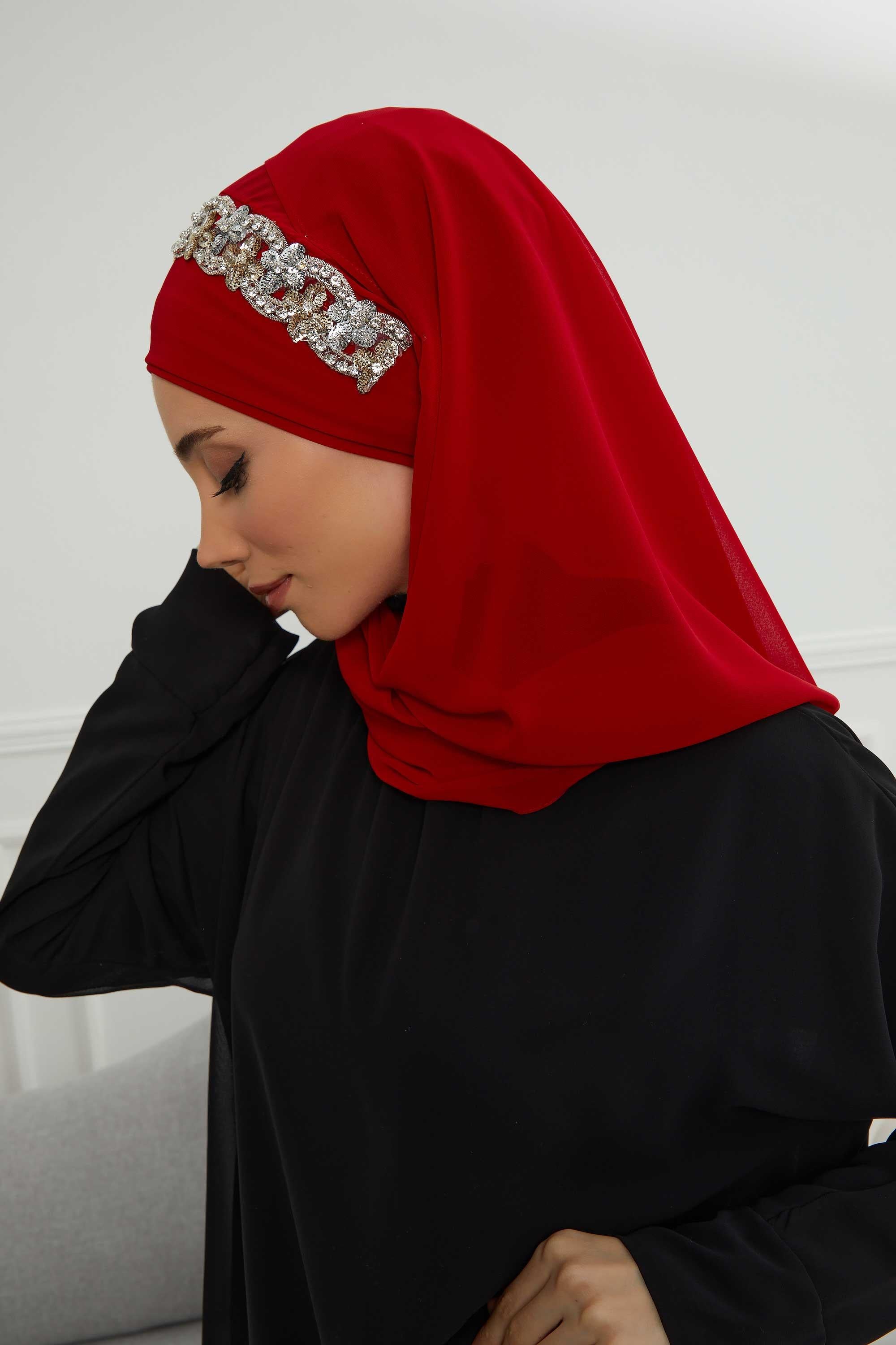 Taş Aksesuarlı Tasarım Şifon Şal,CPS-100,CPS-100