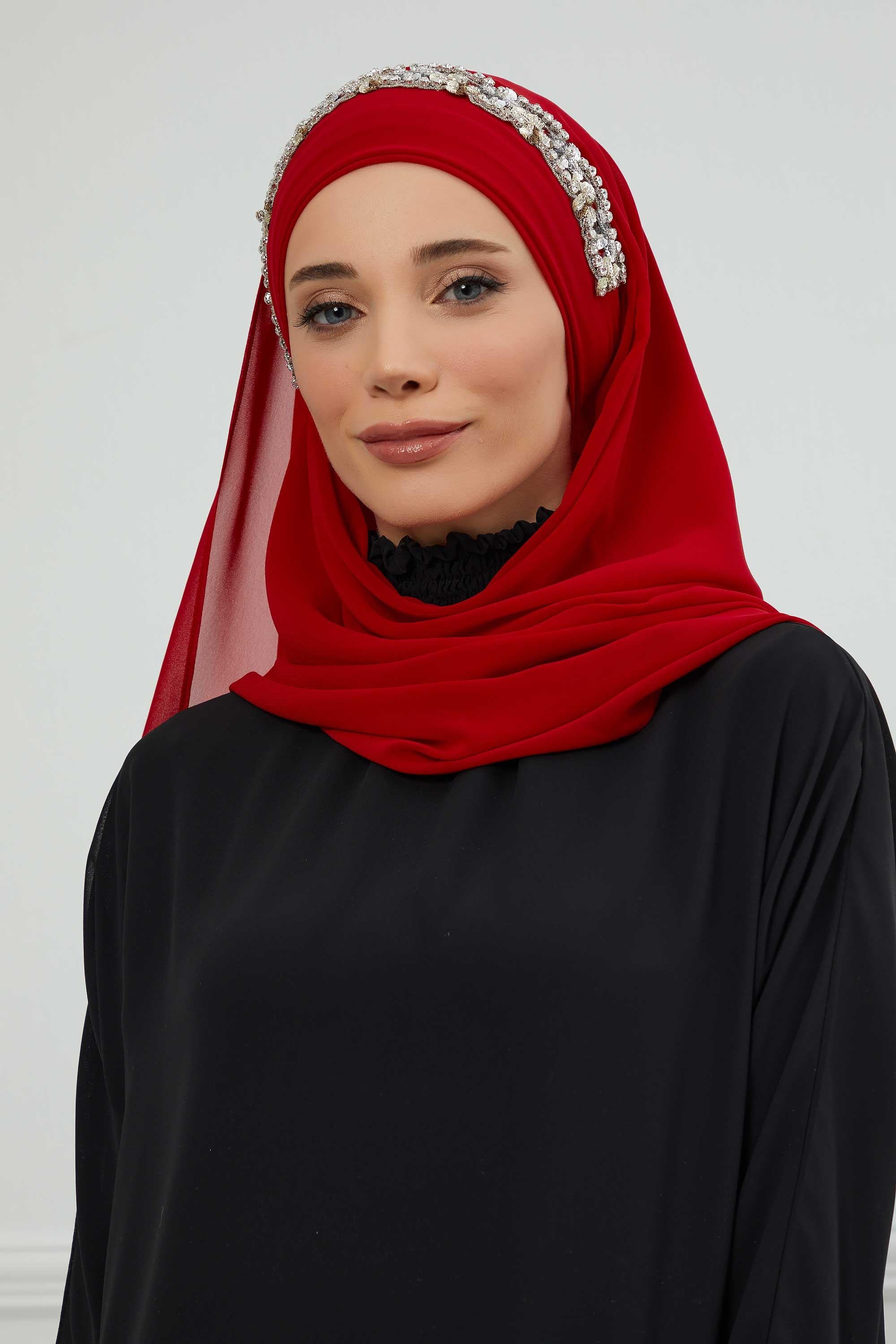 Taş Aksesuarlı Tasarım Şifon Şal,CPS-100,CPS-100