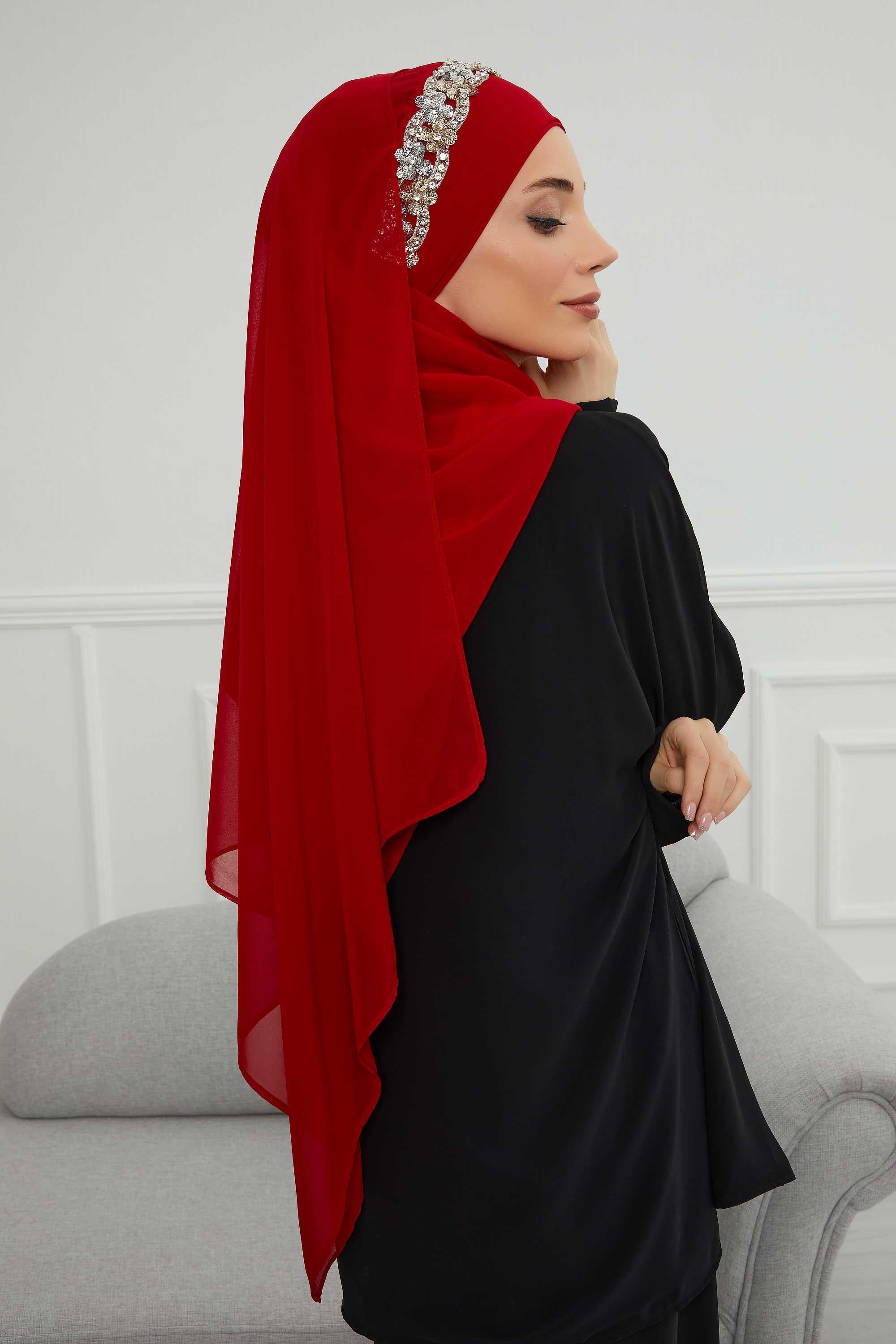 Taş Aksesuarlı Tasarım Şifon Şal,CPS-100,CPS-100