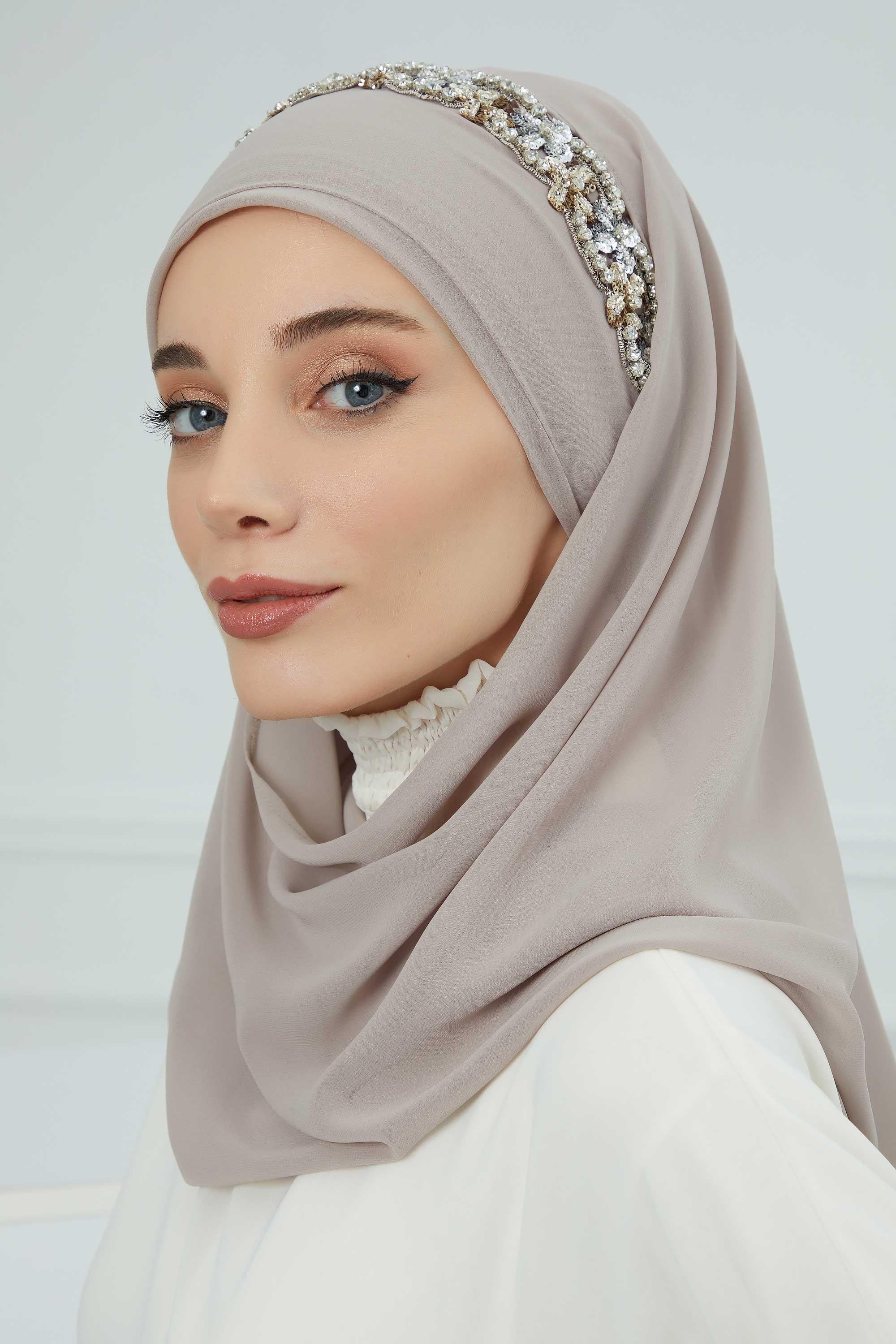 Taş Aksesuarlı Tasarım Şifon Şal,CPS-100,CPS-100