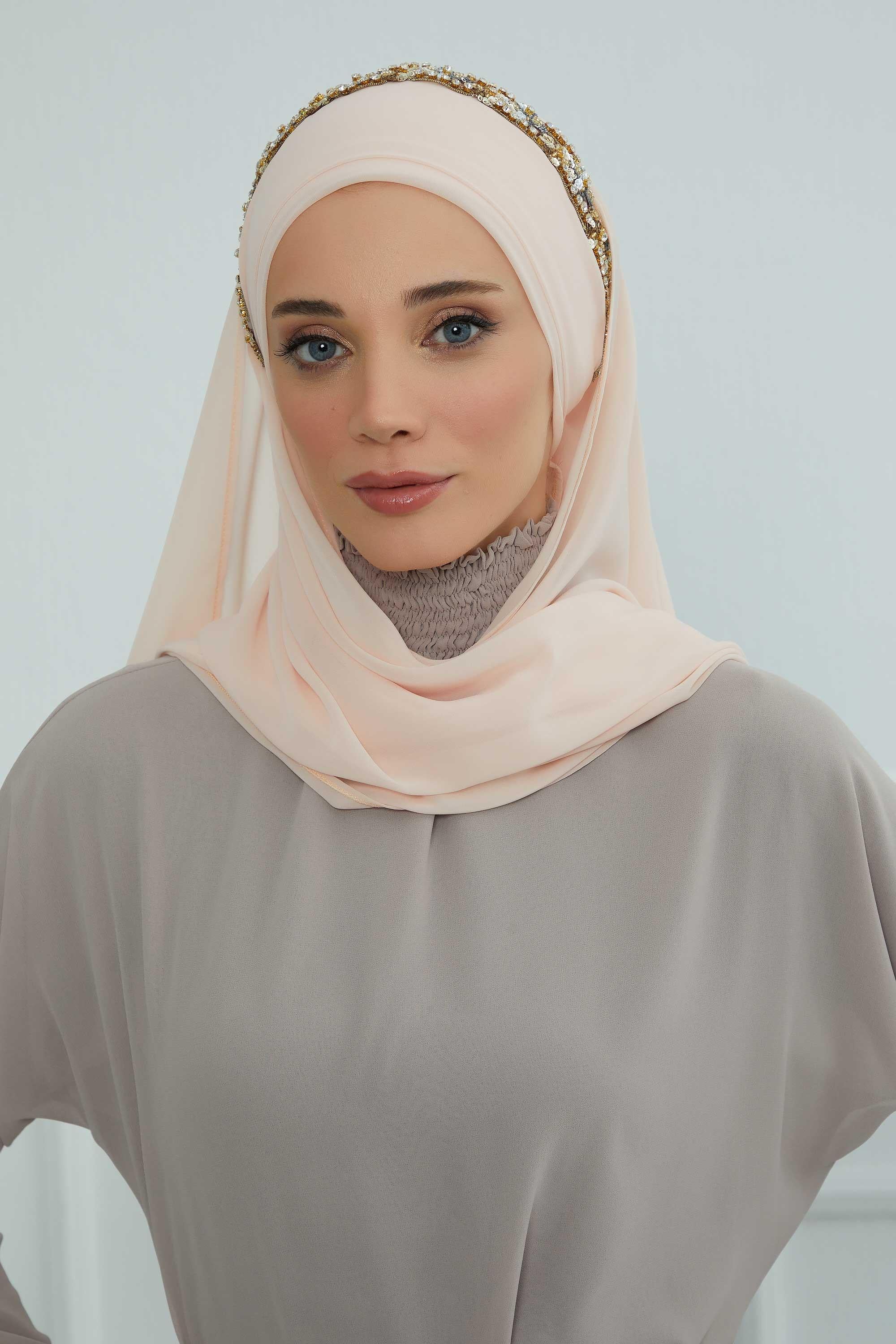 Taş Aksesuarlı Tasarım Şifon Şal,CPS-100,CPS-100