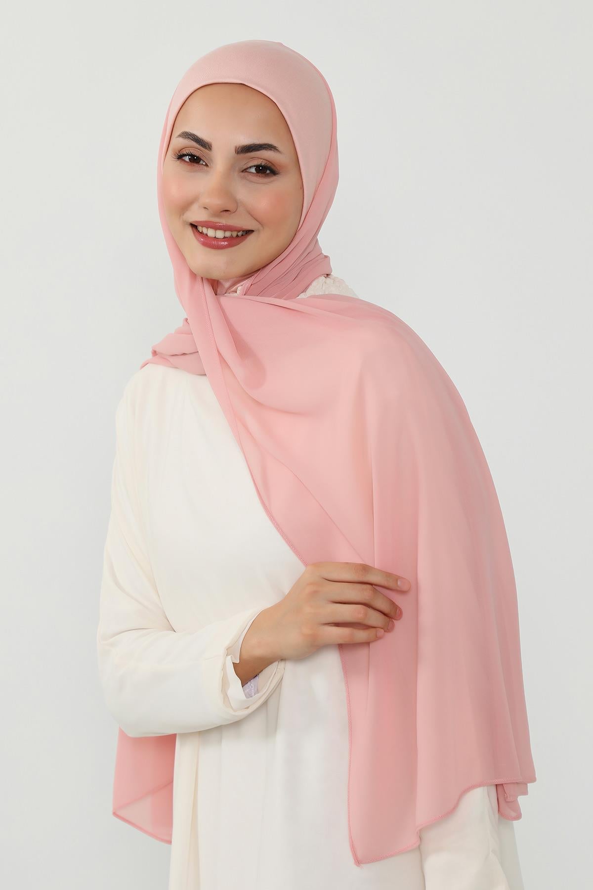 Tesettür Boneli Kullanımı Rahat Pratik Şifon Şal,PS-53