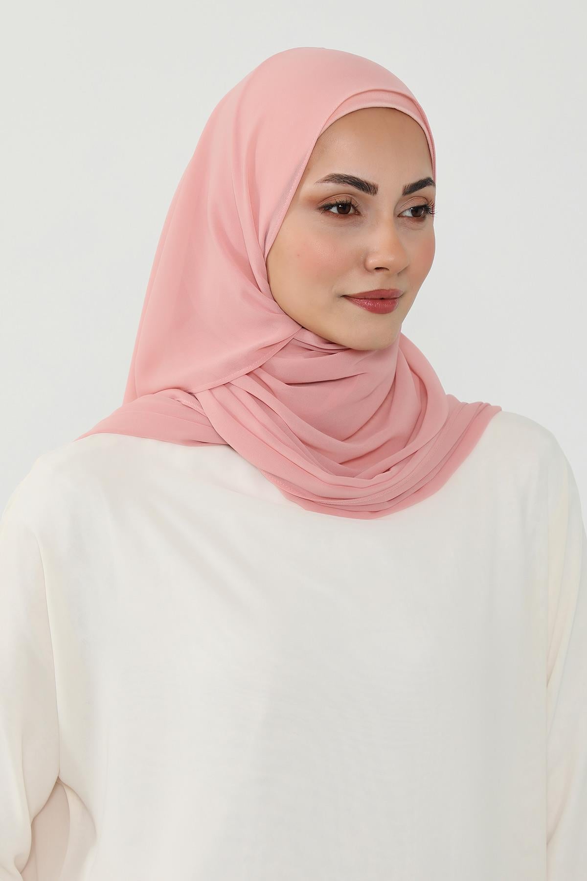 Tesettür Boneli Kullanımı Rahat Pratik Şifon Şal,PS-53