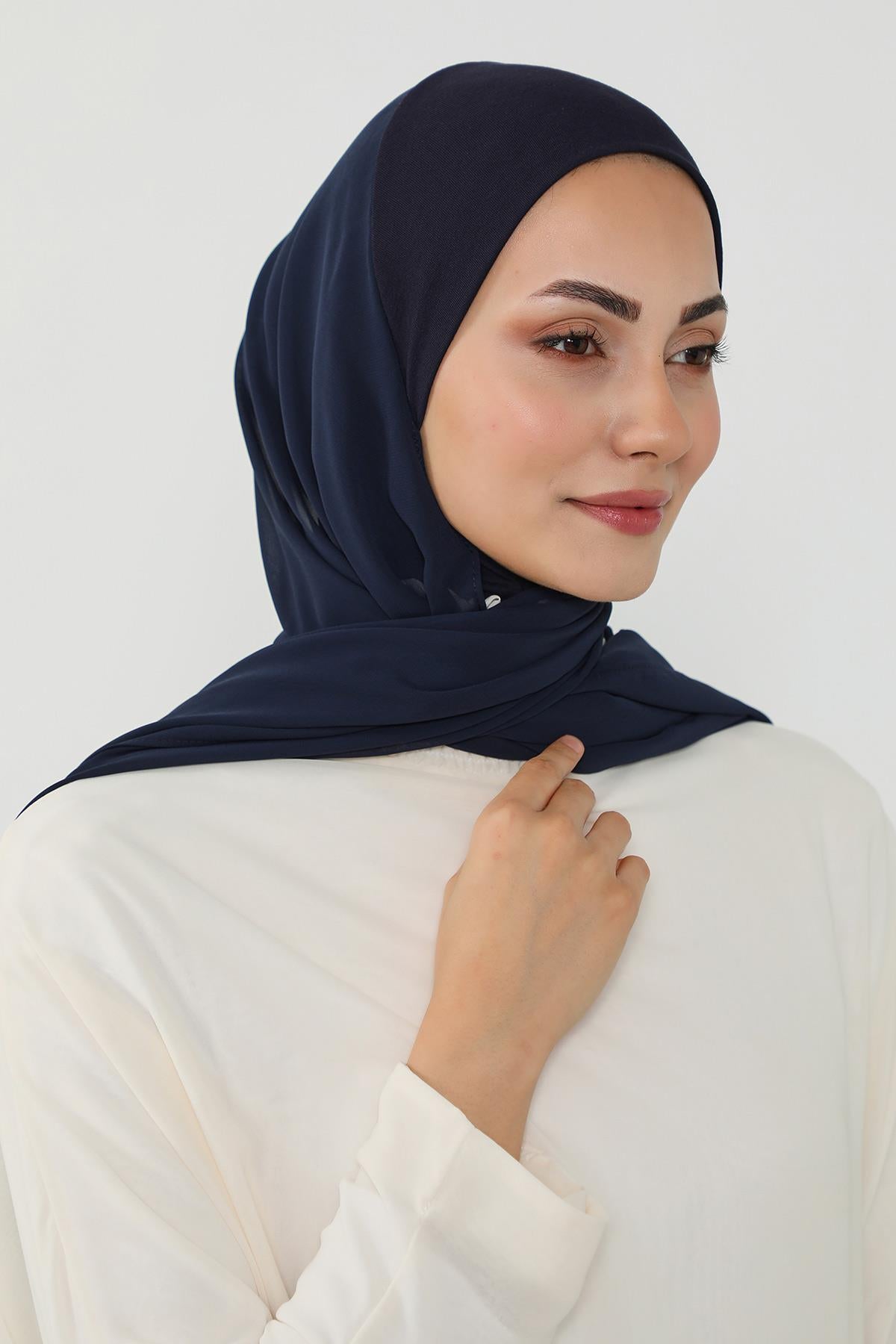 Tesettür Boneli Kullanımı Rahat Pratik Şifon Şal,PS-53
