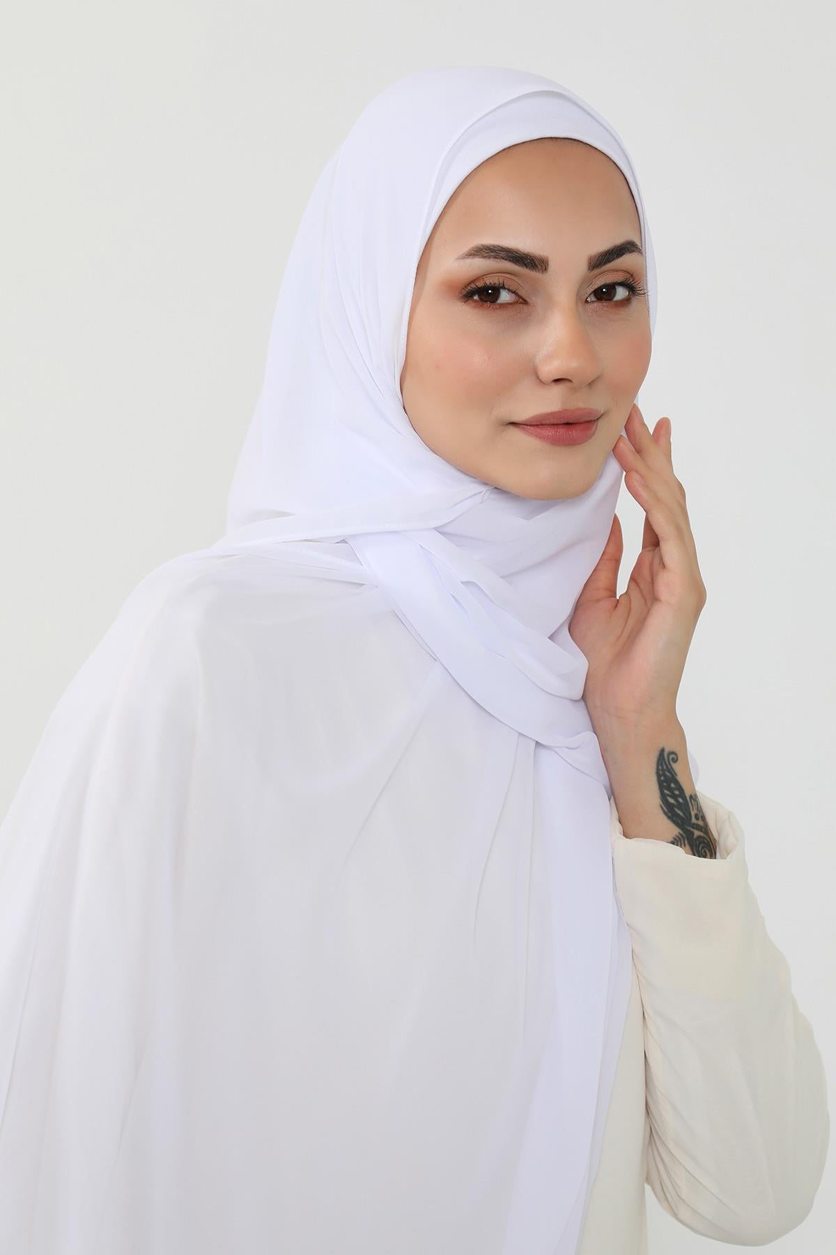 Tesettür Boneli Kullanımı Rahat Pratik Şifon Şal,PS-53