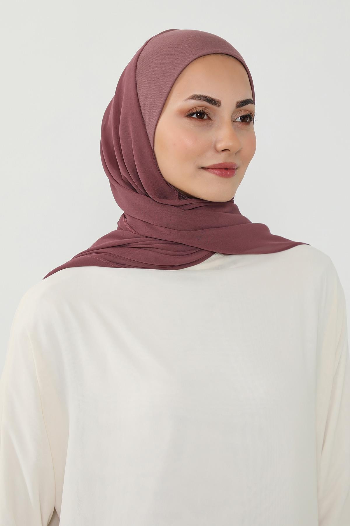 Tesettür Boneli Kullanımı Rahat Pratik Şifon Şal,PS-53
