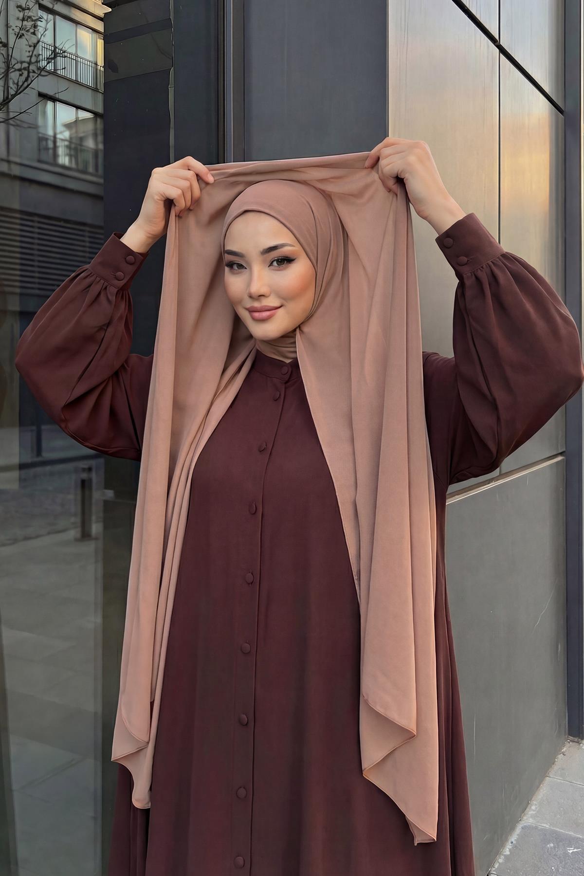 Tesettür Boneli Kullanımı Rahat Pratik Şifon Şal,PS-53