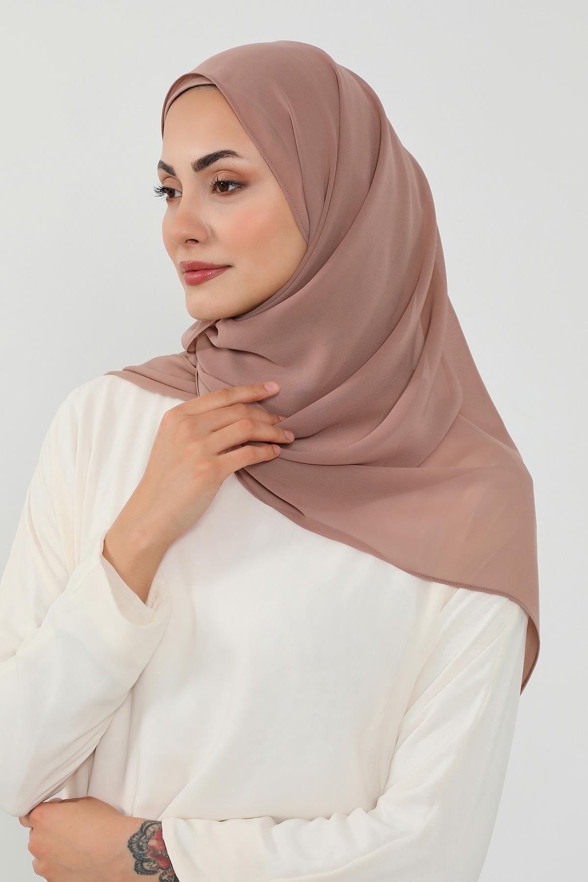 Tesettür Boneli Kullanımı Rahat Pratik Şifon Şal,PS-53
