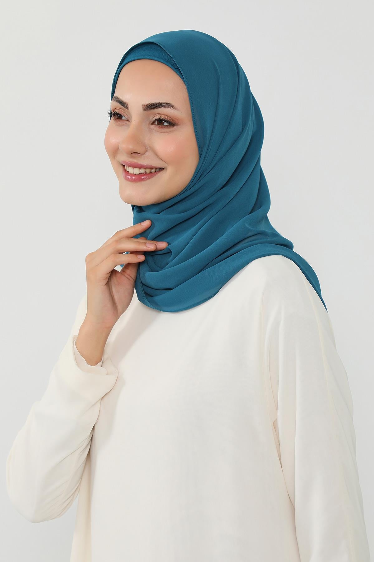 Tesettür Boneli Kullanımı Rahat Pratik Şifon Şal,PS-53