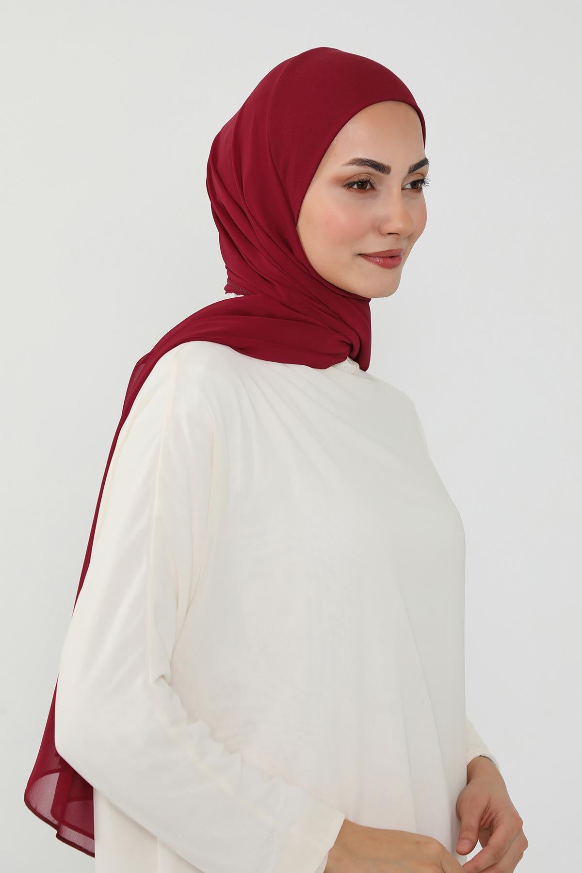 Tesettür Boneli Kullanımı Rahat Pratik Şifon Şal,PS-53