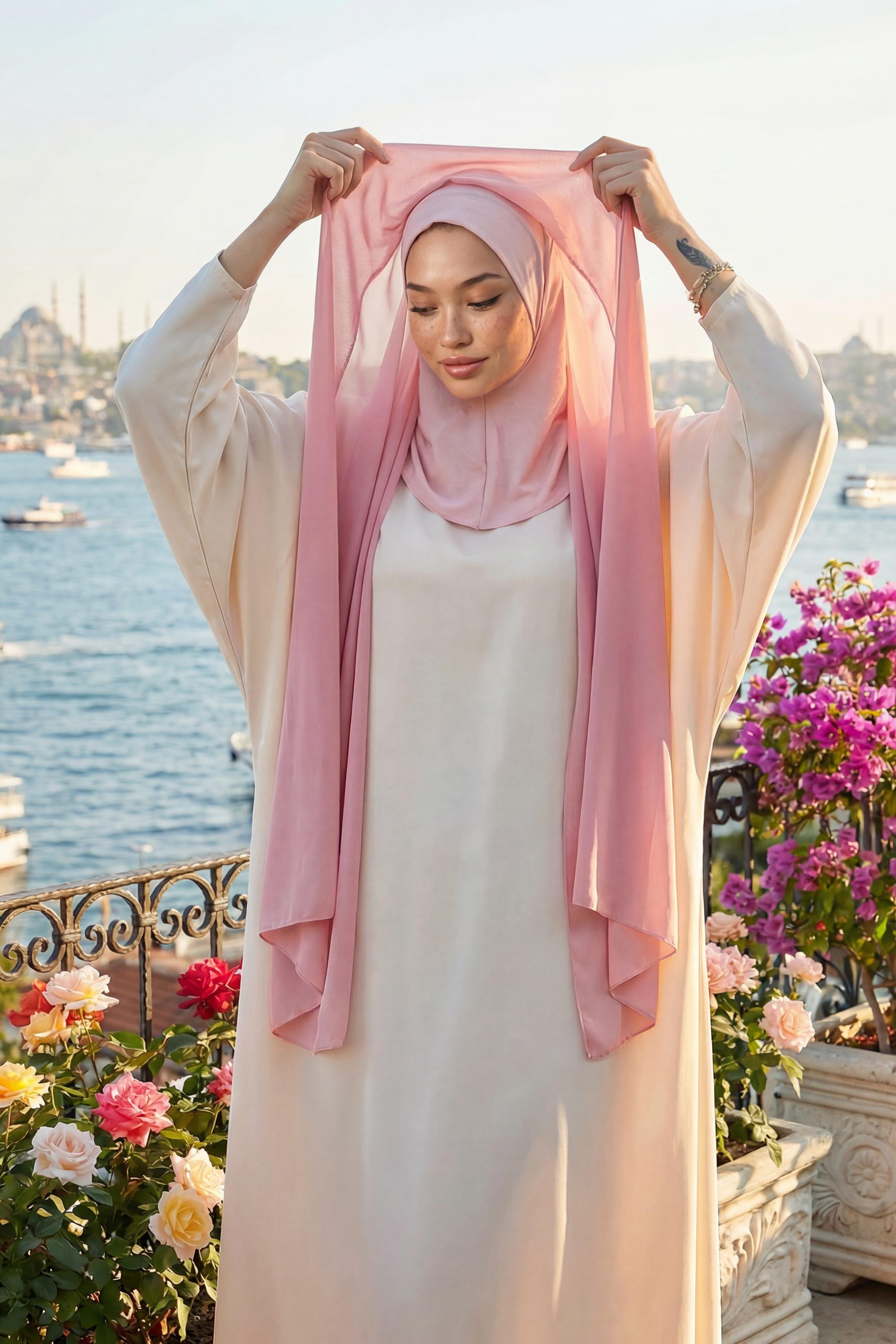 Tesettür Boneli Pratik Şifon Şal,PS-46