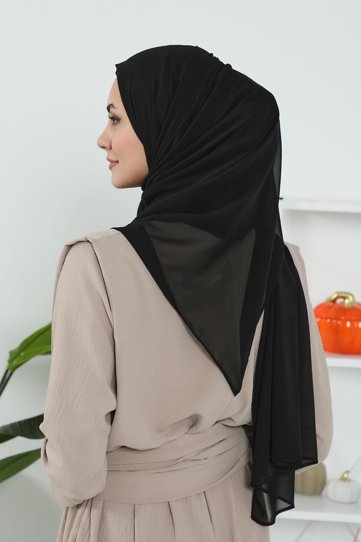 Tesettür Boneli Pratik Şifon Şal,PS-46