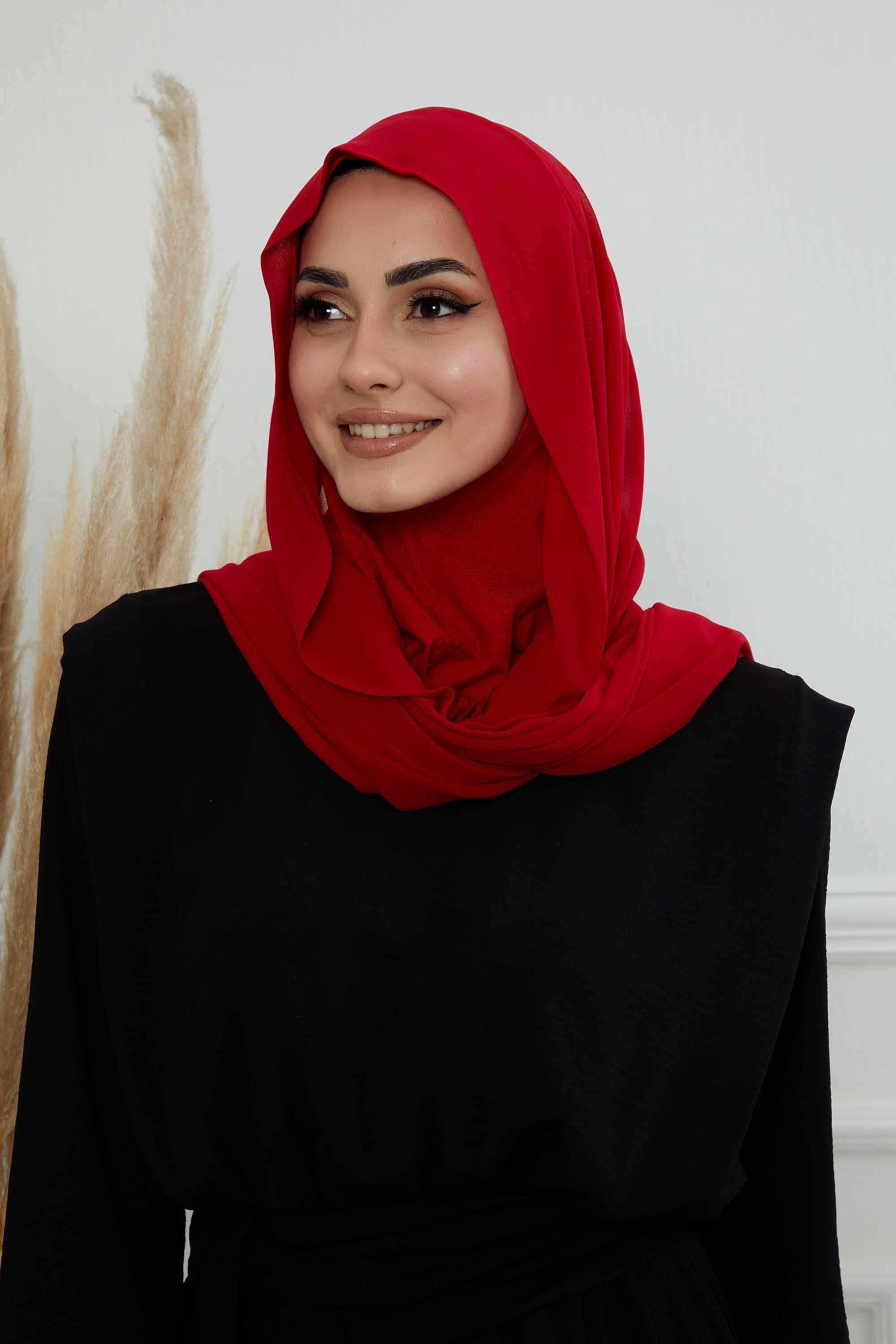 Tesettür Boneli Pratik Şifon Şal,PS-46