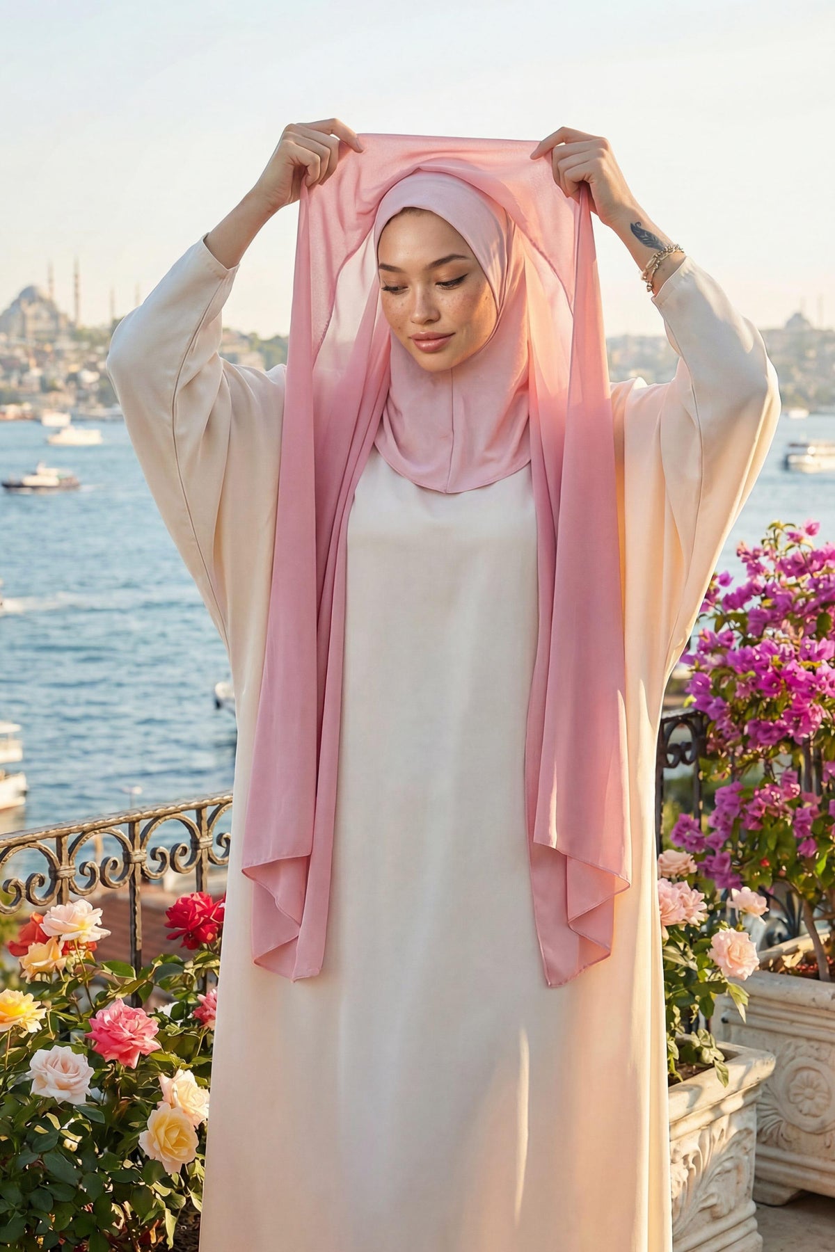 Tesettür Boneli Pratik Şifon Şal,PS-46