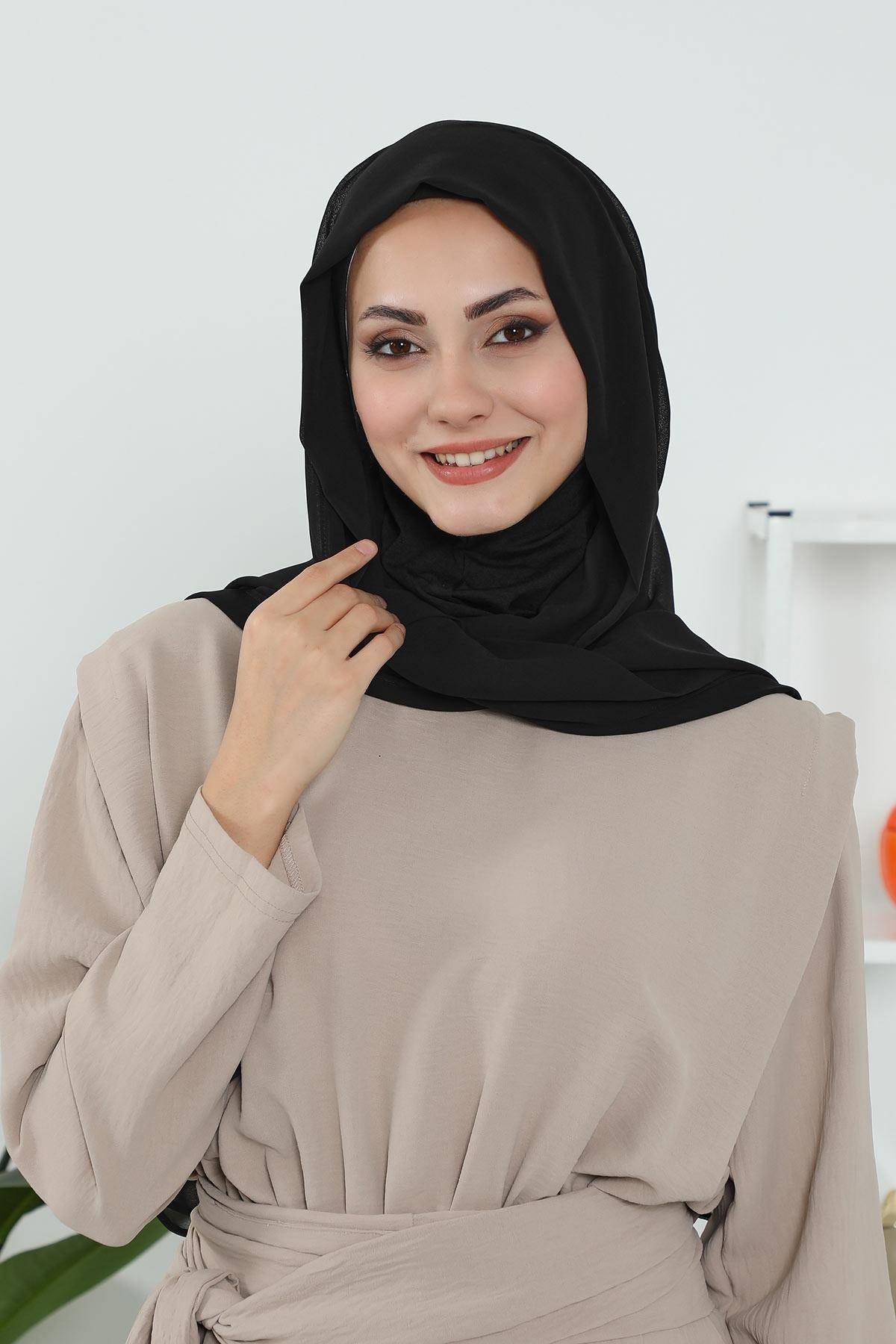 Tesettür Boneli Pratik Şifon Şal,PS-46