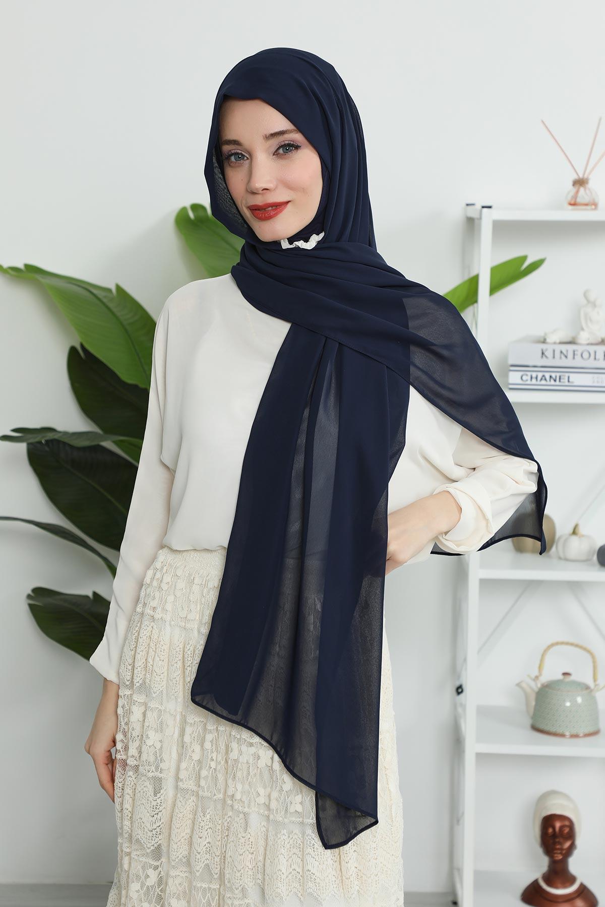 Tesettür Boneli Pratik Şifon Şal,PS-46