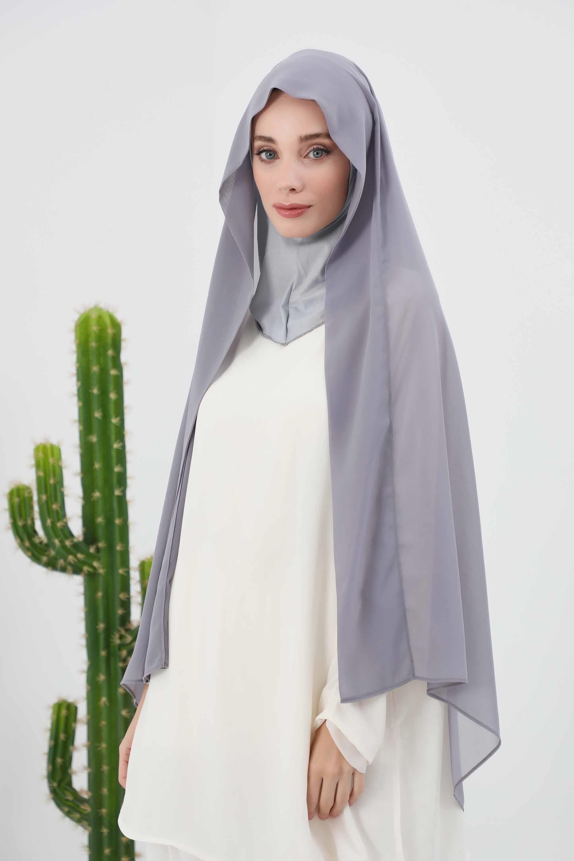 Tesettür Boneli Pratik Şifon Şal,PS-46