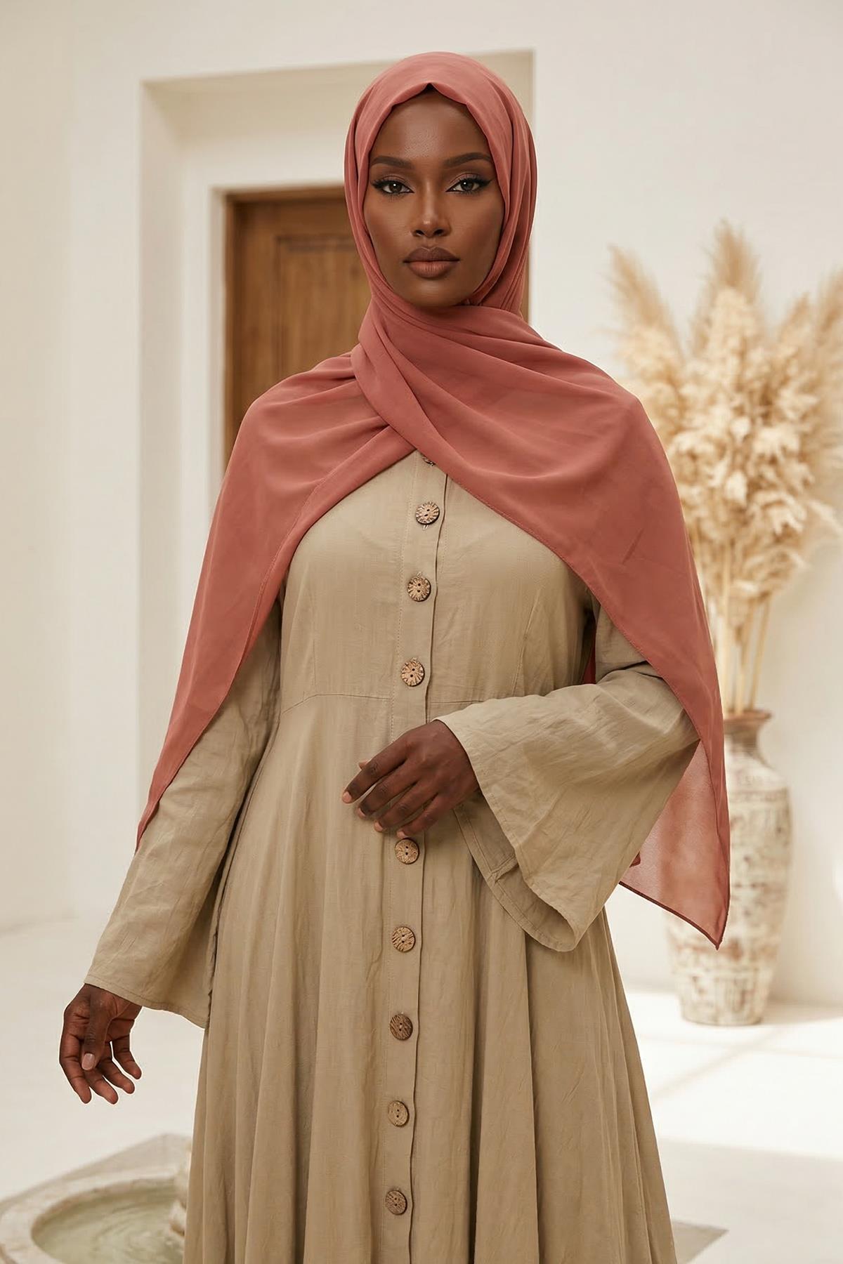 Tesettür Boneli Pratik Şifon Şal,PS-46