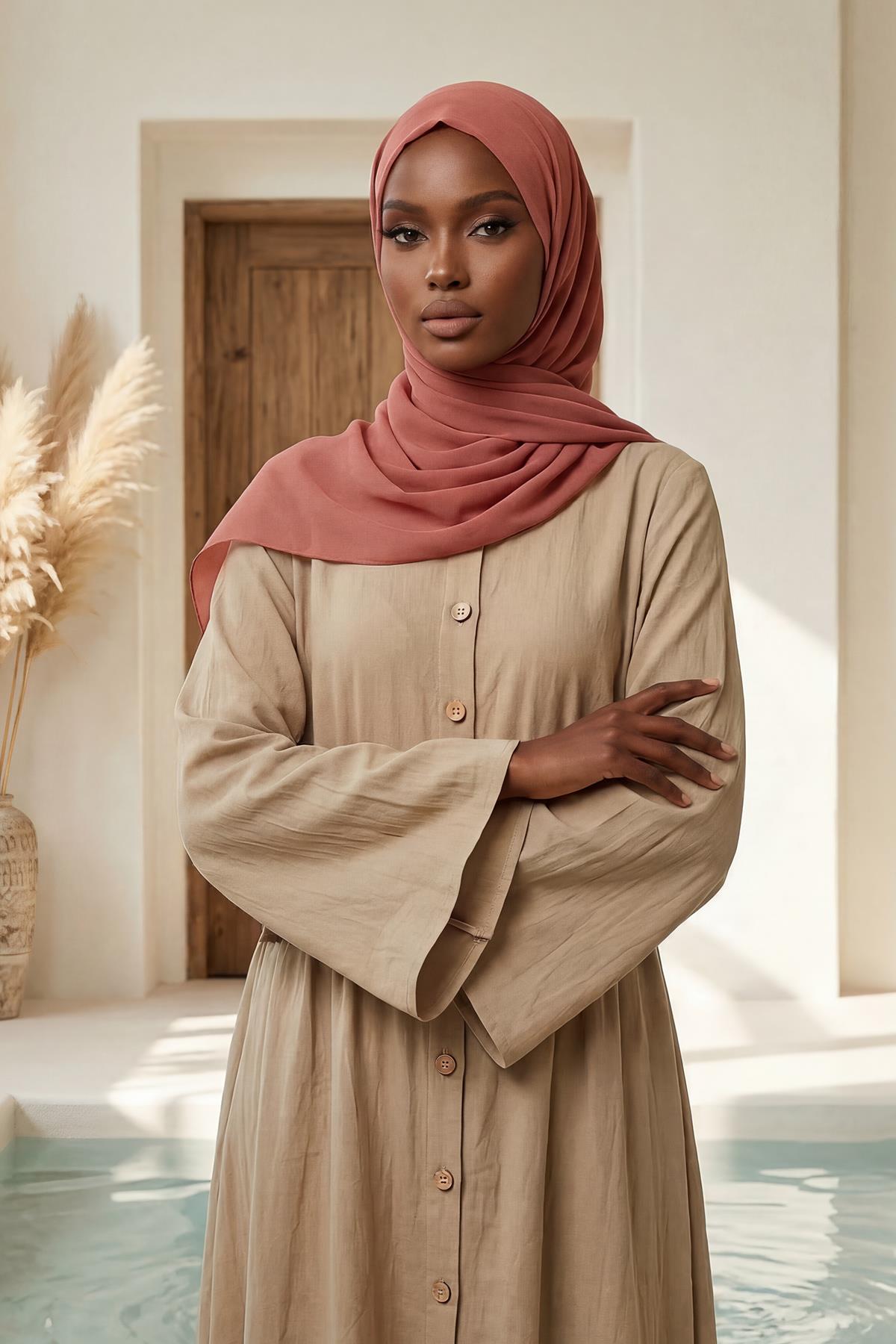 Tesettür Boneli Pratik Şifon Şal,PS-46