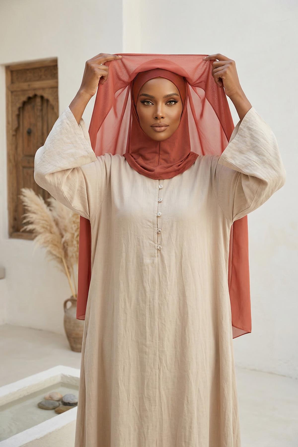 Tesettür Boneli Pratik Şifon Şal,PS-46