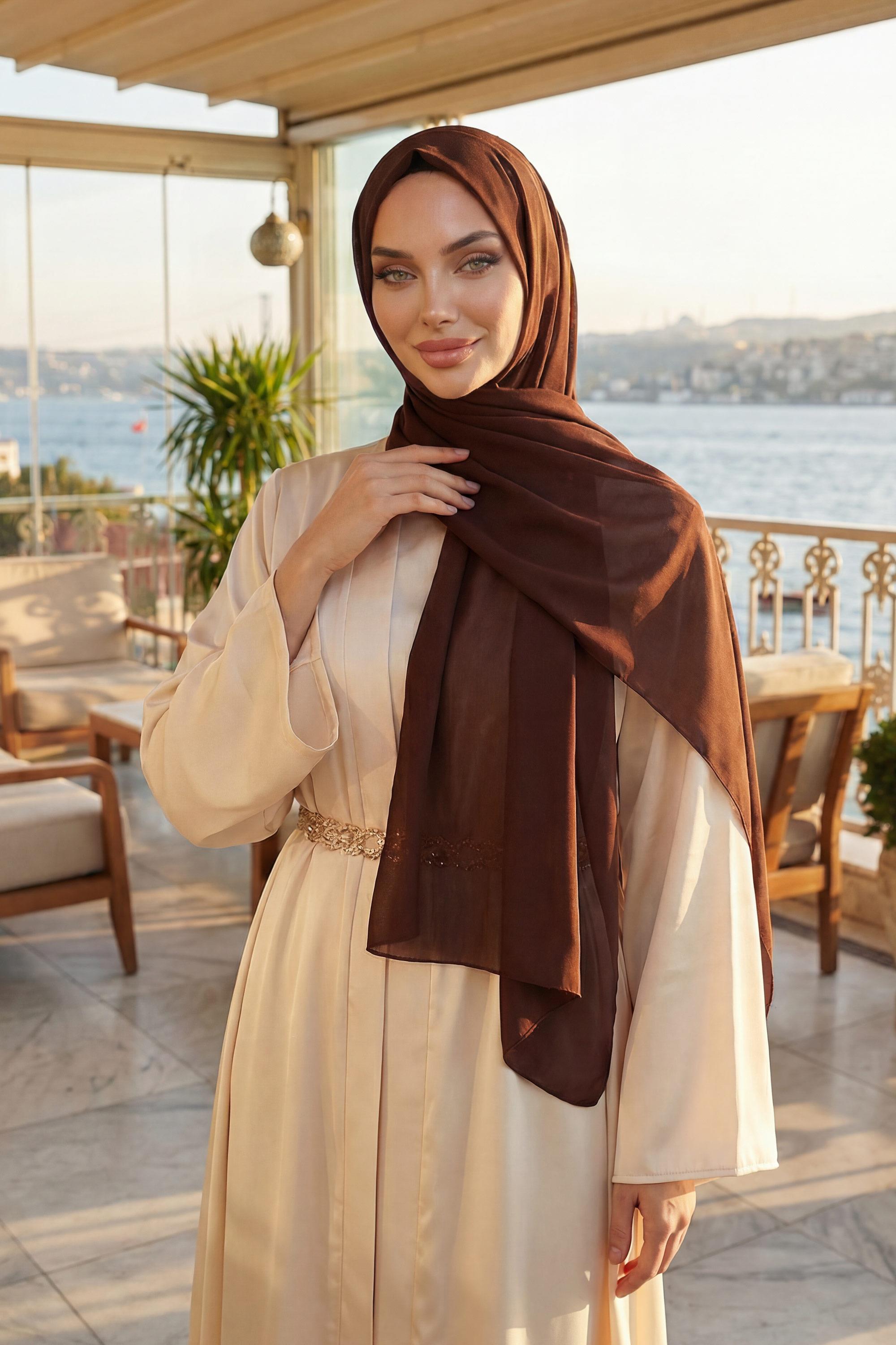 Tesettür Boneli Pratik Şifon Şal,PS-46