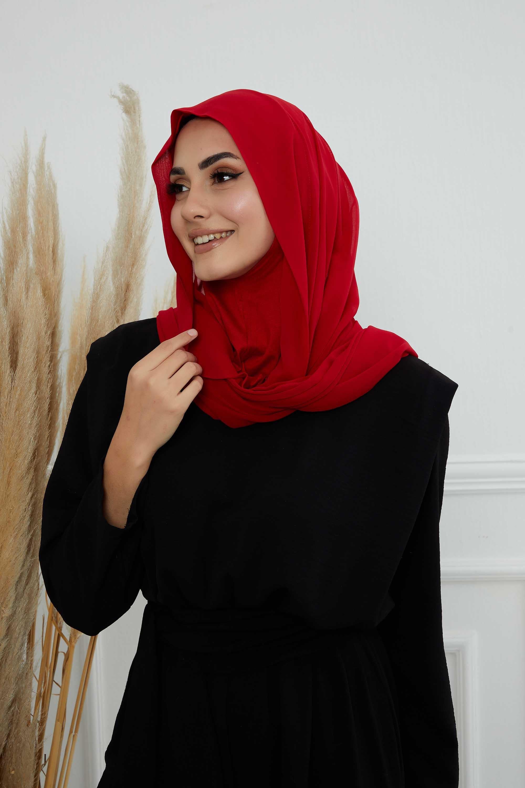 Tesettür Boneli Pratik Şifon Şal,PS-46