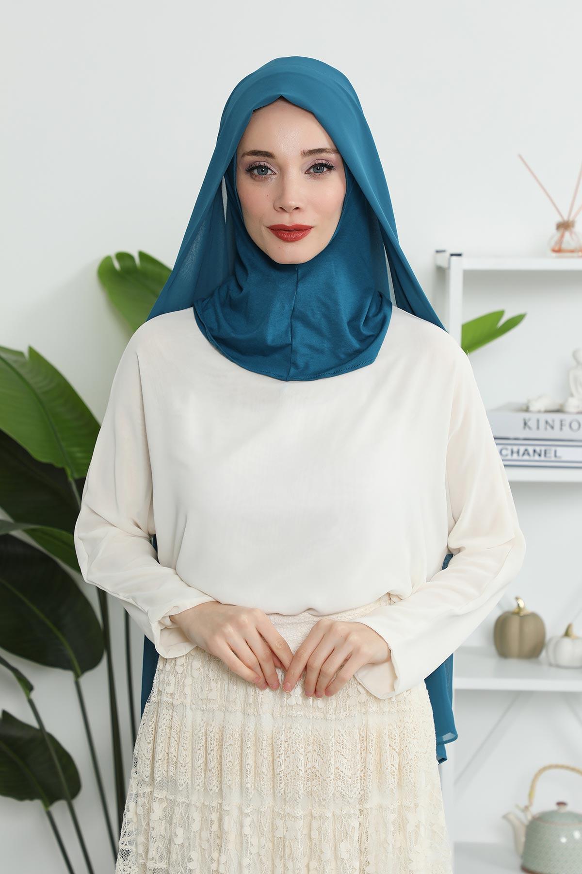 Tesettür Boneli Pratik Şifon Şal,PS-46