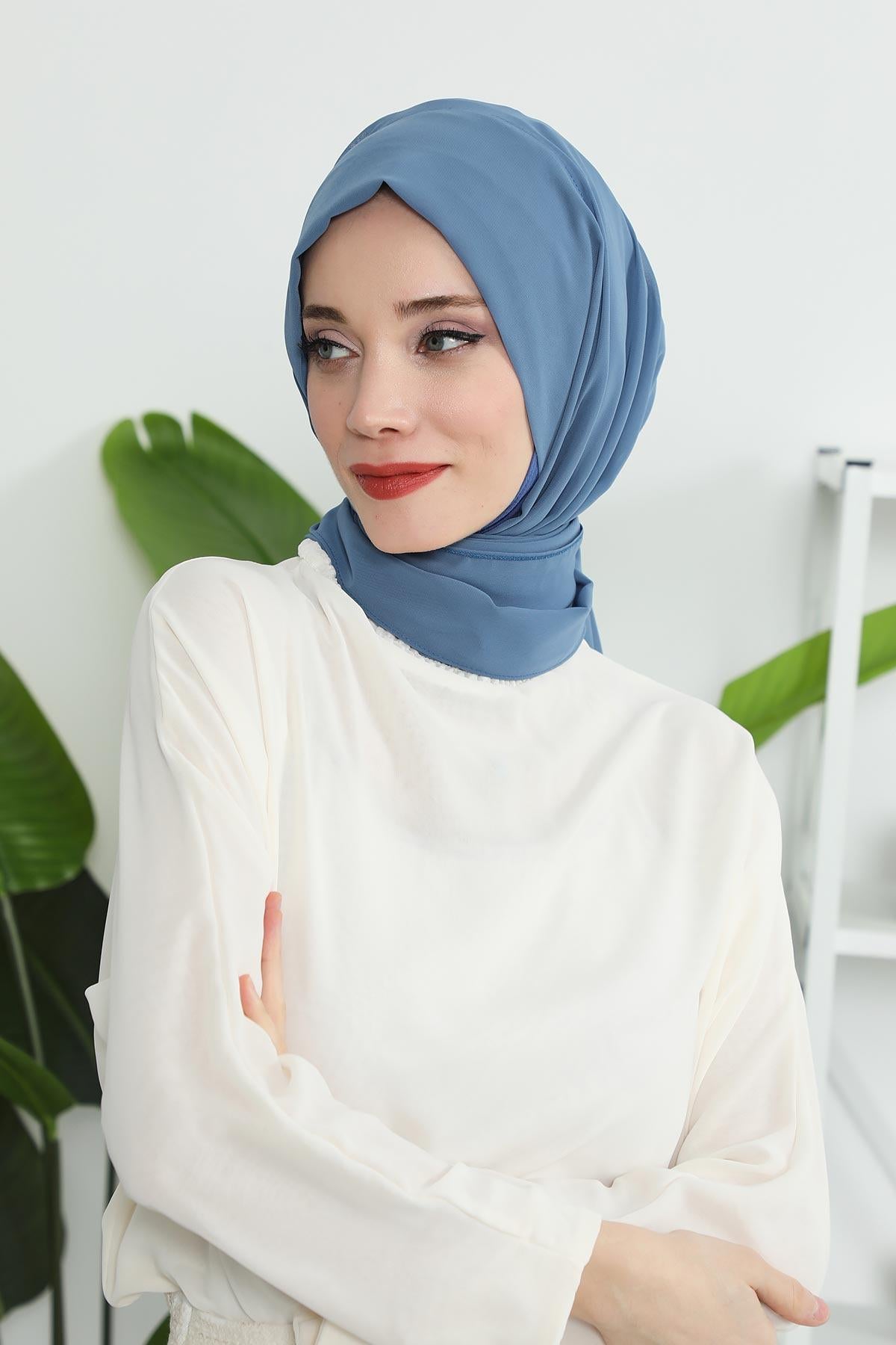 Tesettür Boneli Pratik Şifon Şal,PS-46