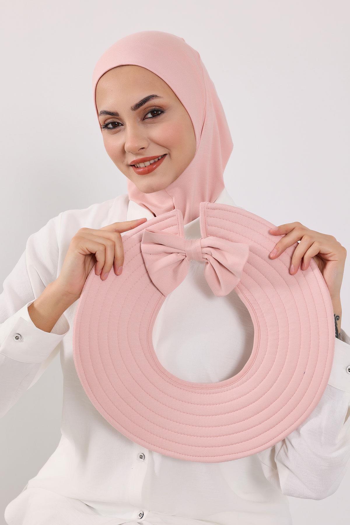 Türban Üzeri Penye Pratik Tak-Çık Fiyonklu Şapka,SP-4,SP-4