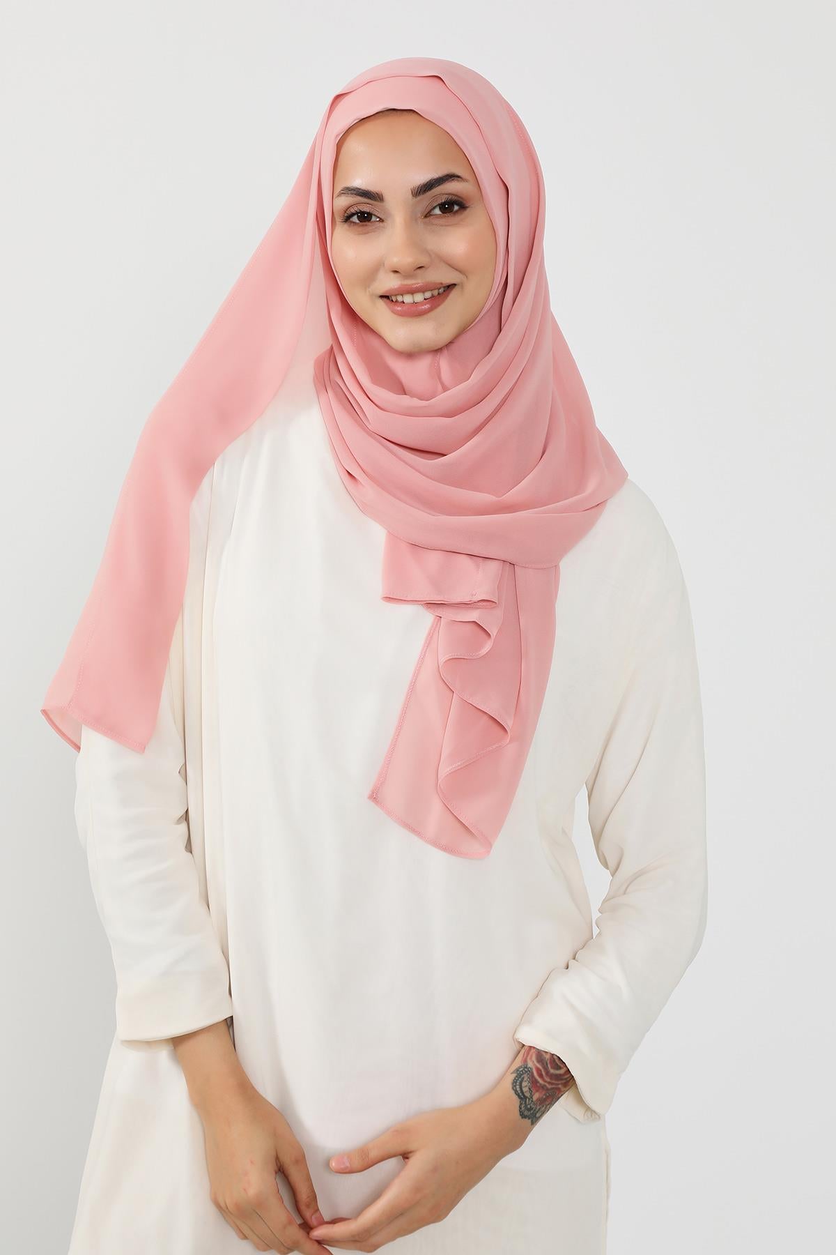 Üstten Sabit Trend Pratik Şifon Şal,PS-49