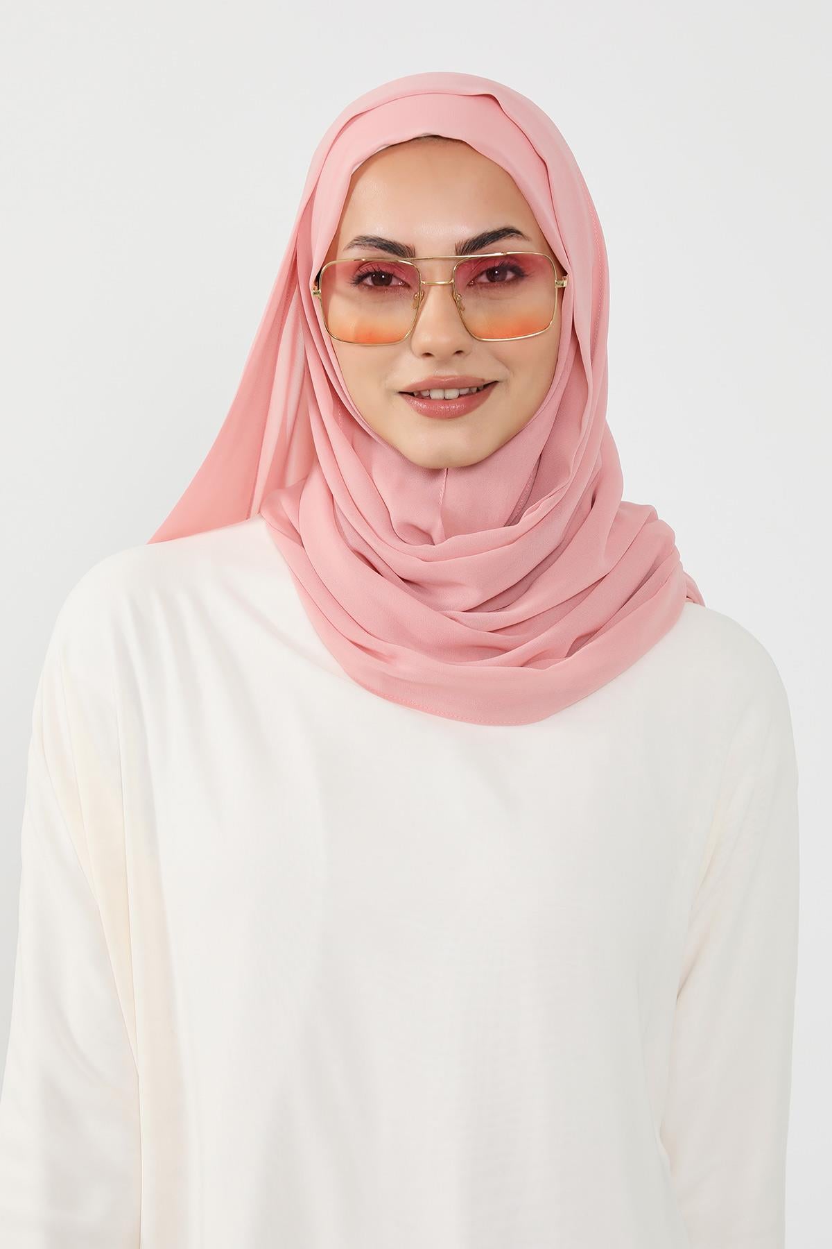 Üstten Sabit Trend Pratik Şifon Şal,PS-49