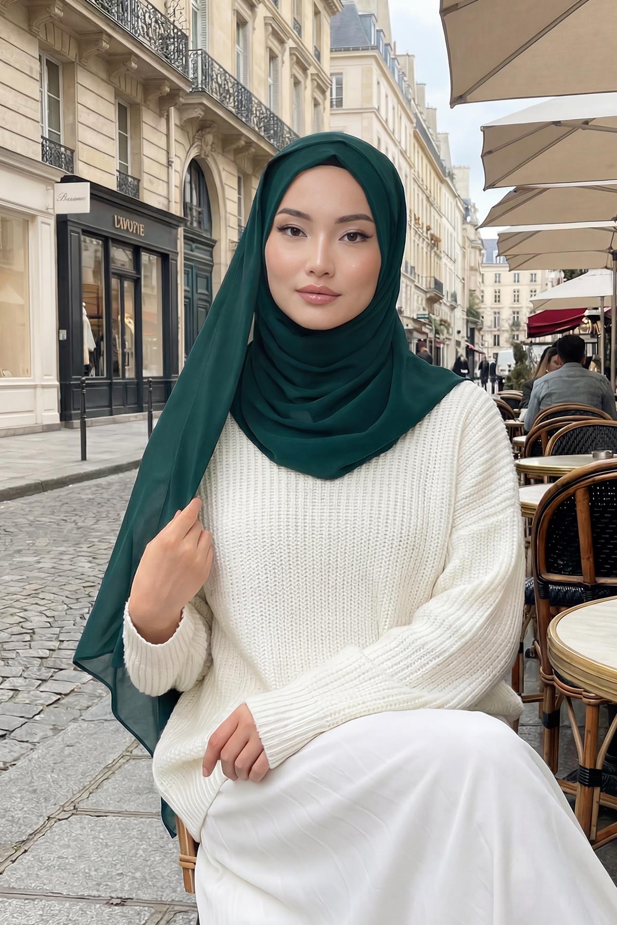Üstten Sabit Trend Pratik Şifon Şal,PS-49