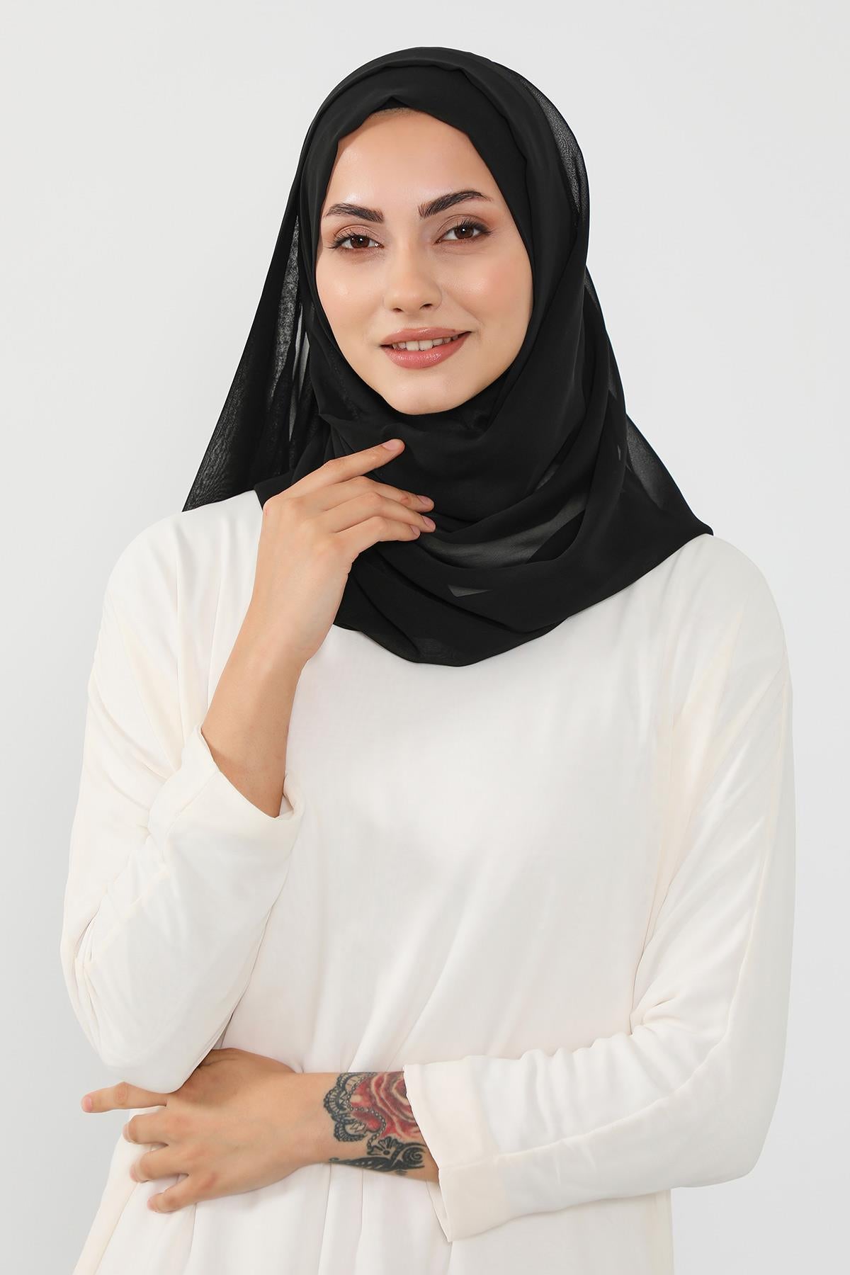 Üstten Sabit Trend Pratik Şifon Şal,PS-49