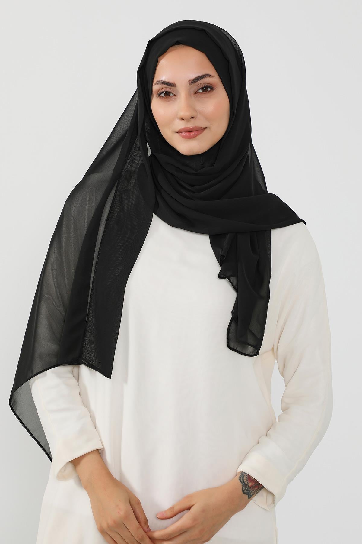 Üstten Sabit Trend Pratik Şifon Şal,PS-49