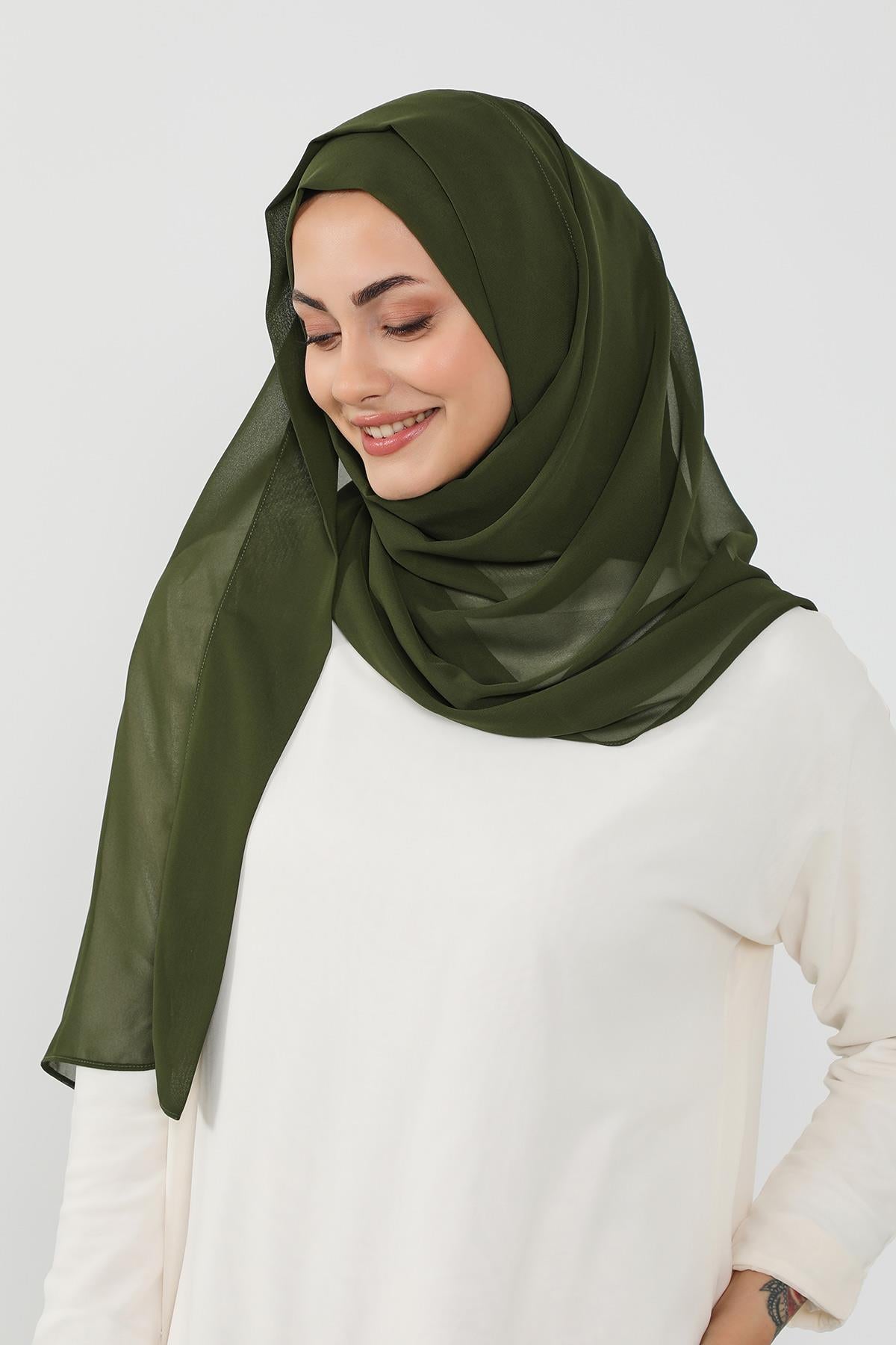 Üstten Sabit Trend Pratik Şifon Şal,PS-49