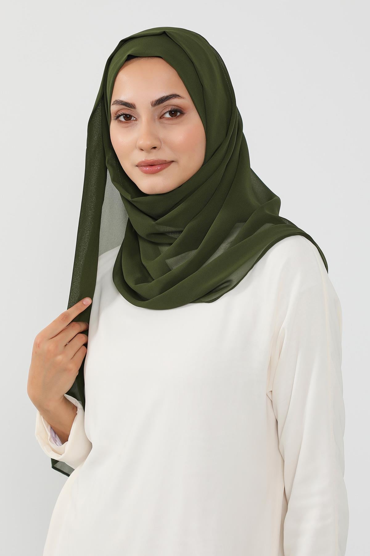 Üstten Sabit Trend Pratik Şifon Şal,PS-49