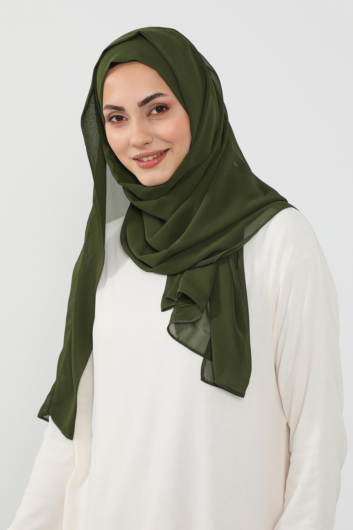Üstten Sabit Trend Pratik Şifon Şal,PS-49