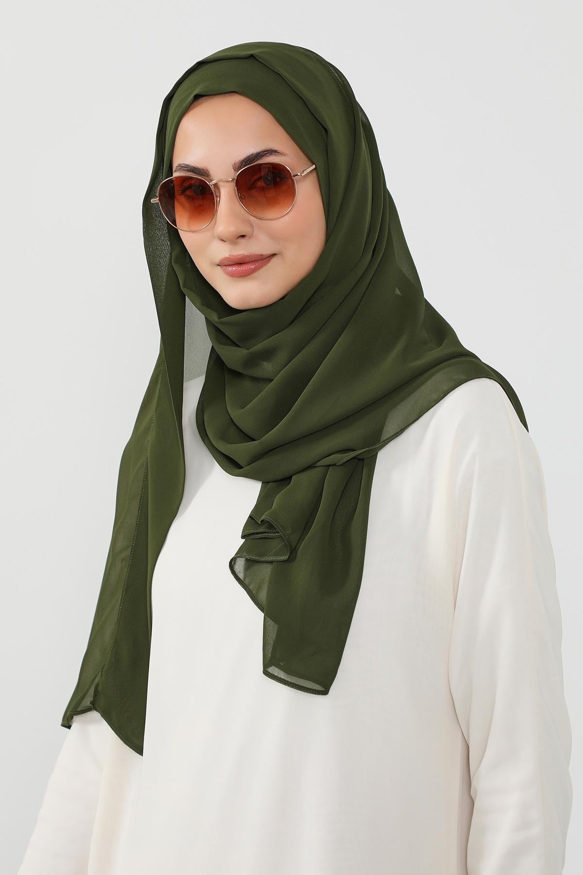 Üstten Sabit Trend Pratik Şifon Şal,PS-49