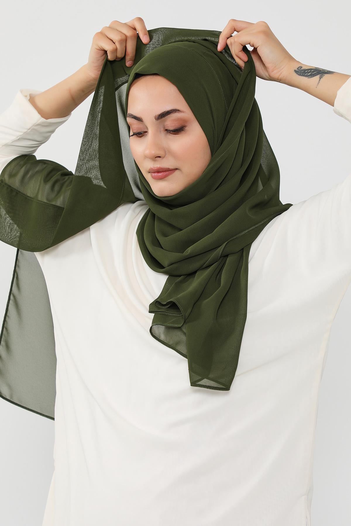 Üstten Sabit Trend Pratik Şifon Şal,PS-49