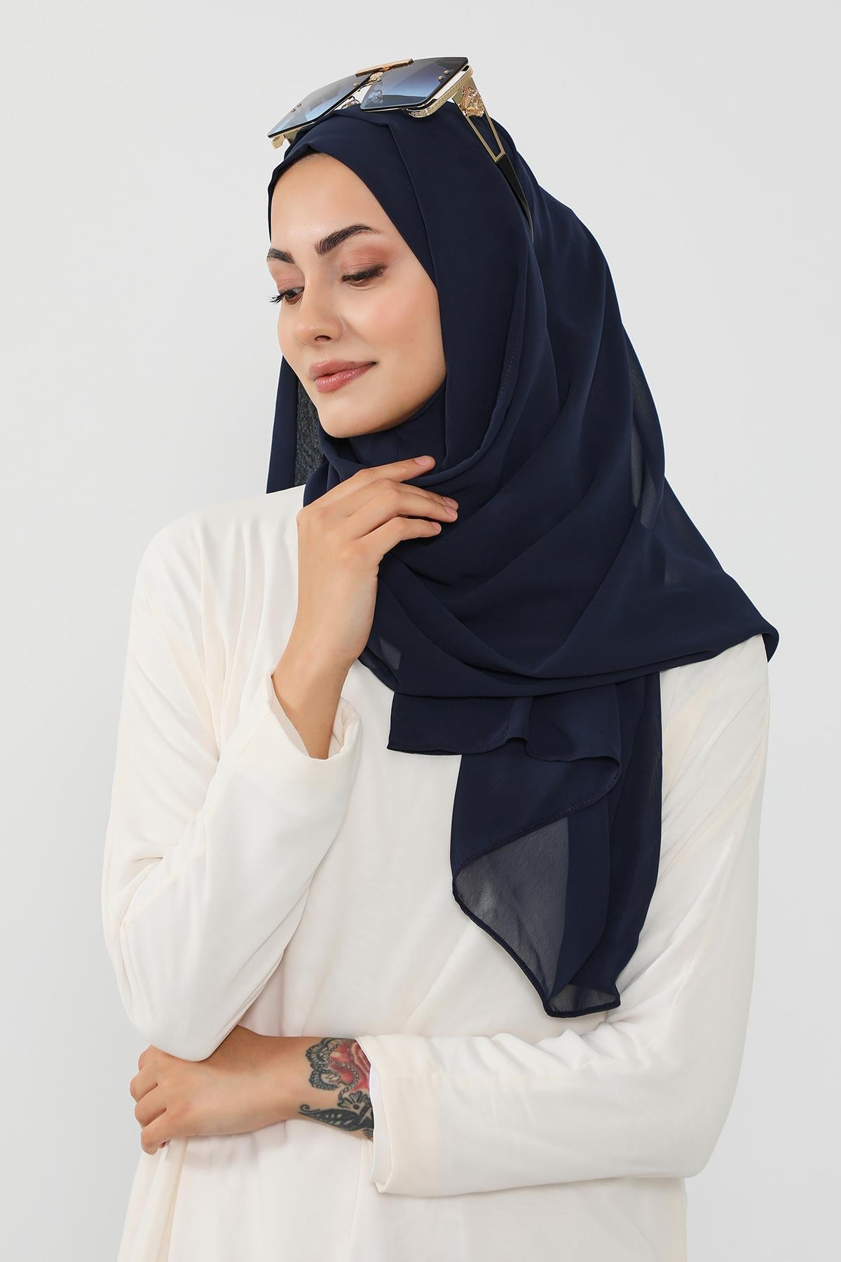Üstten Sabit Trend Pratik Şifon Şal,PS-49