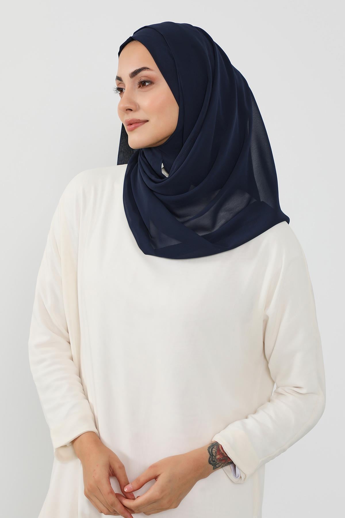 Üstten Sabit Trend Pratik Şifon Şal,PS-49