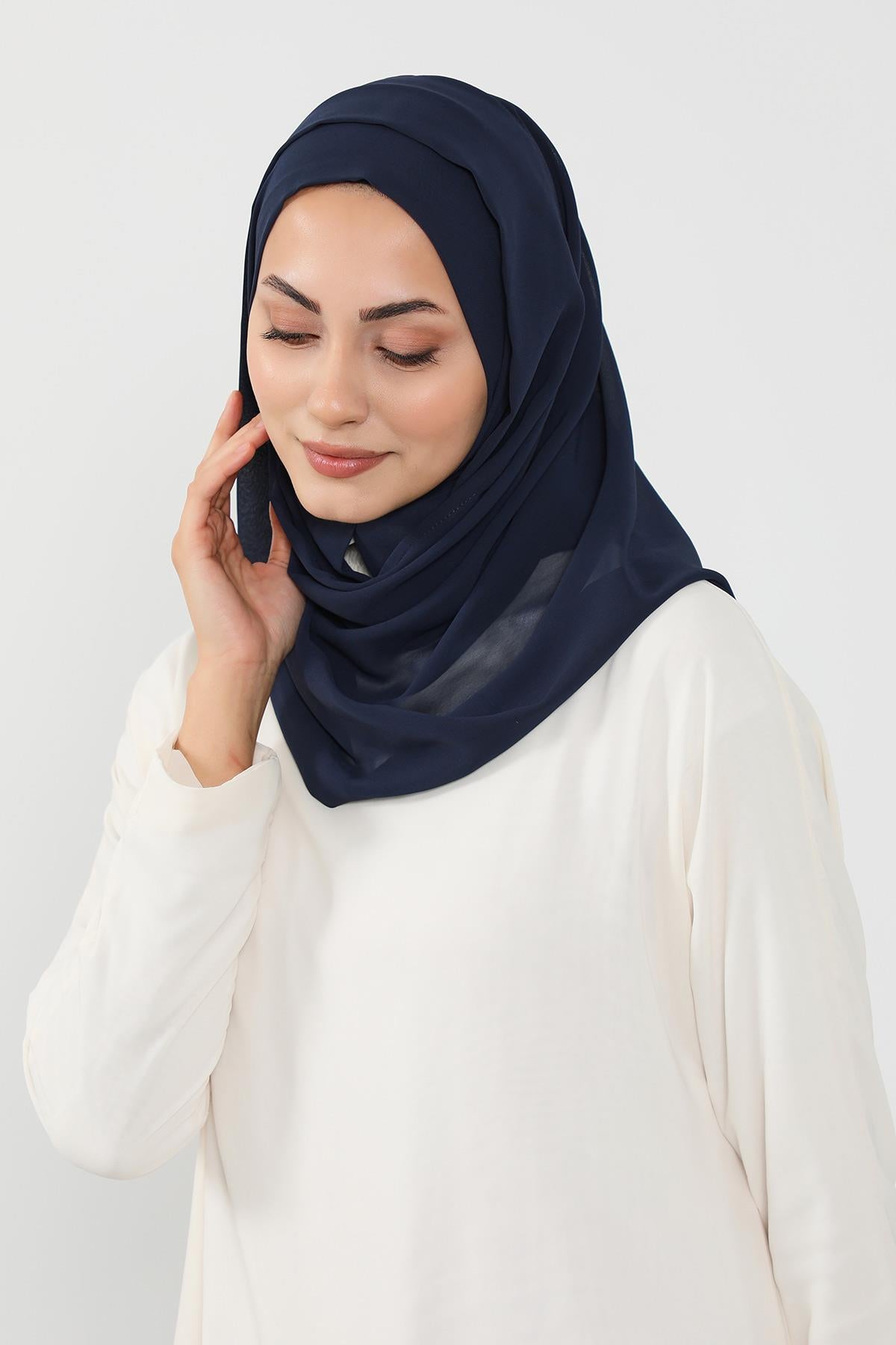 Üstten Sabit Trend Pratik Şifon Şal,PS-49