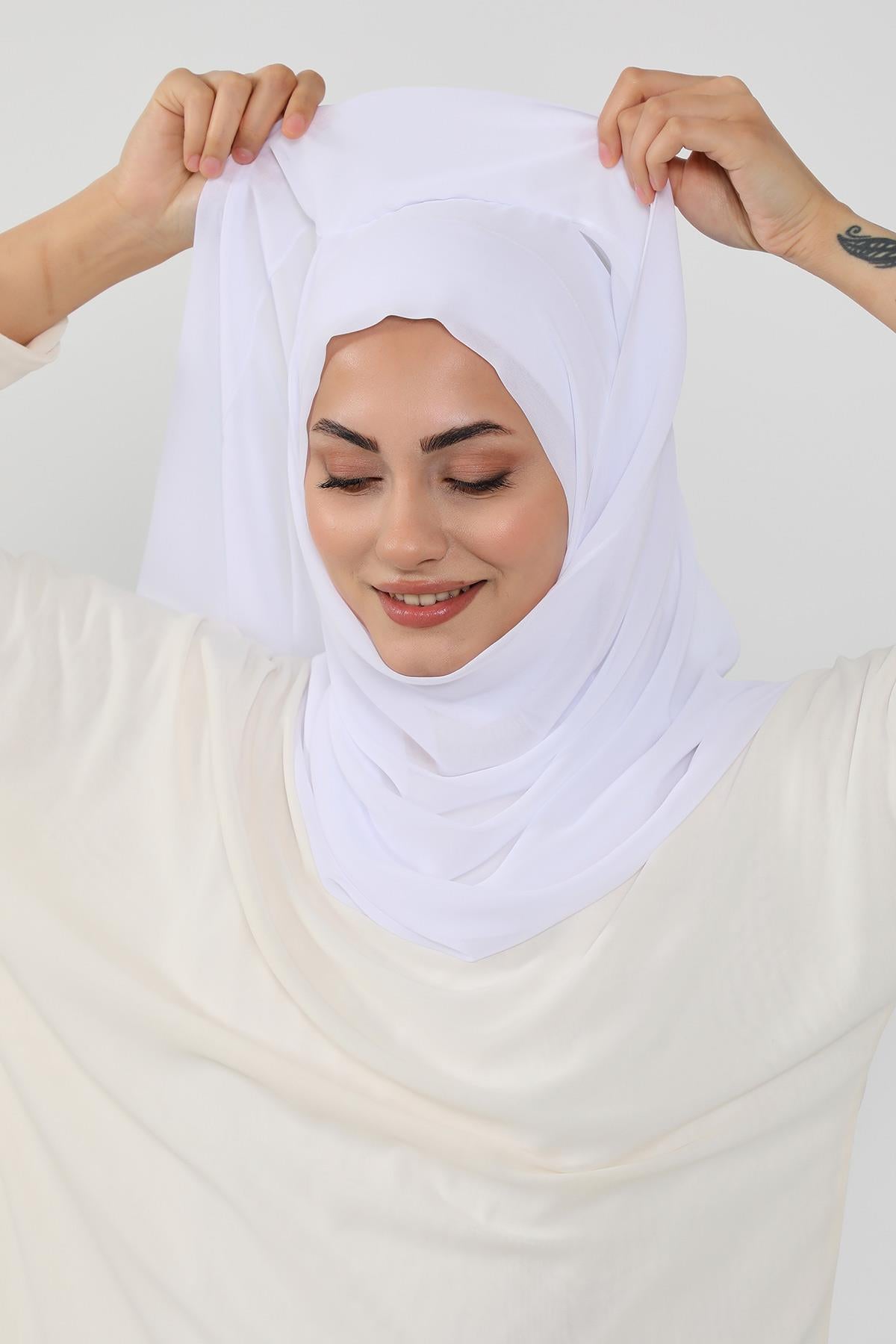 Üstten Sabit Trend Pratik Şifon Şal,PS-49