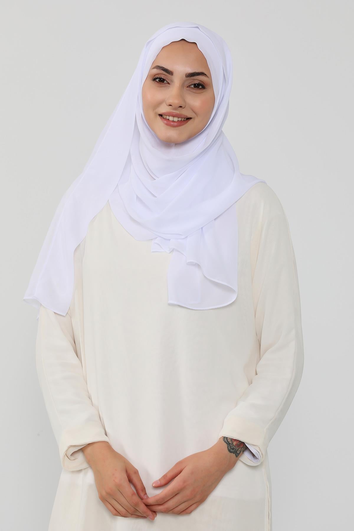 Üstten Sabit Trend Pratik Şifon Şal,PS-49