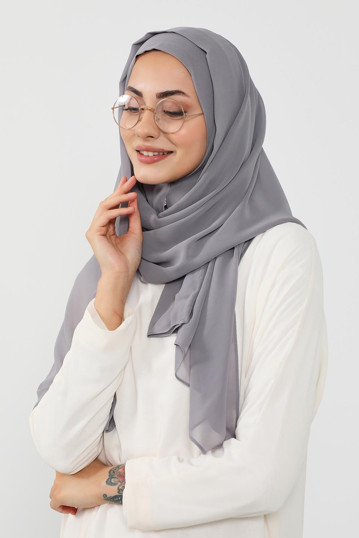 Üstten Sabit Trend Pratik Şifon Şal,PS-49