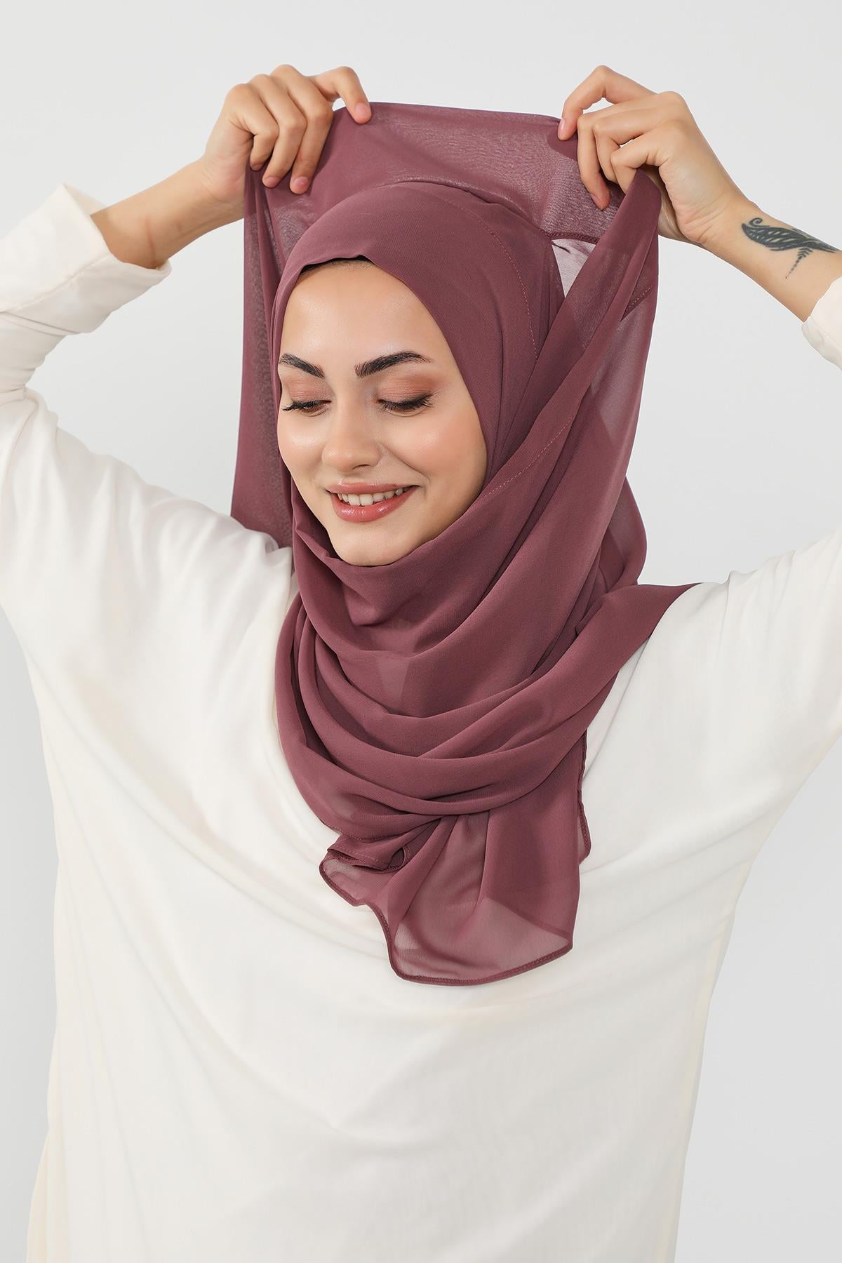 Üstten Sabit Trend Pratik Şifon Şal,PS-49